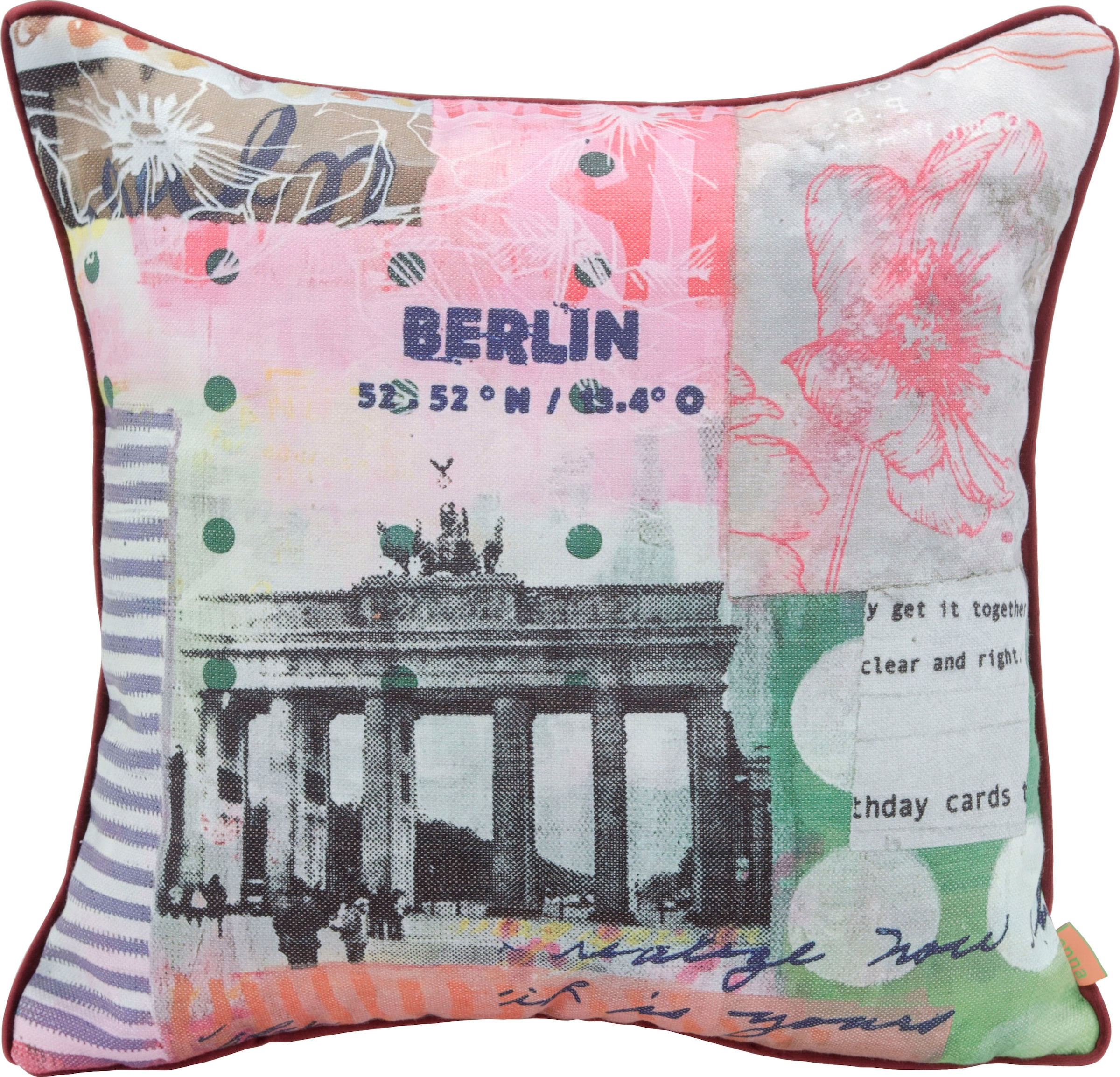 H.O.C.K. Dekokissen "Lieblingsstädte BERLIN" mit Berlin-Motiv, Wendekissenhülle mit Füllung, 1 Stück