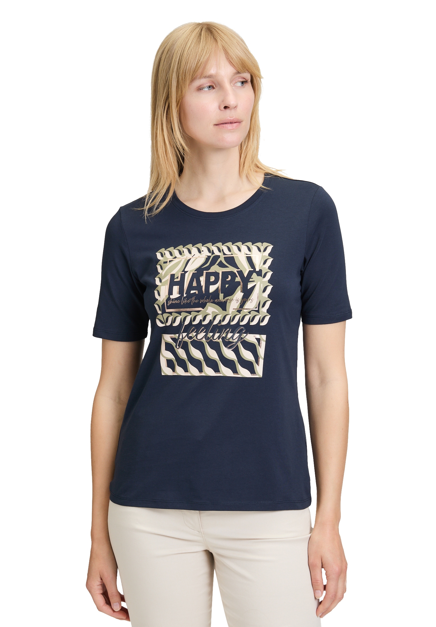 Betty Barclay Kurzarmshirt "Betty Barclay Damen Basic Shirt mit Placement", günstig online kaufen
