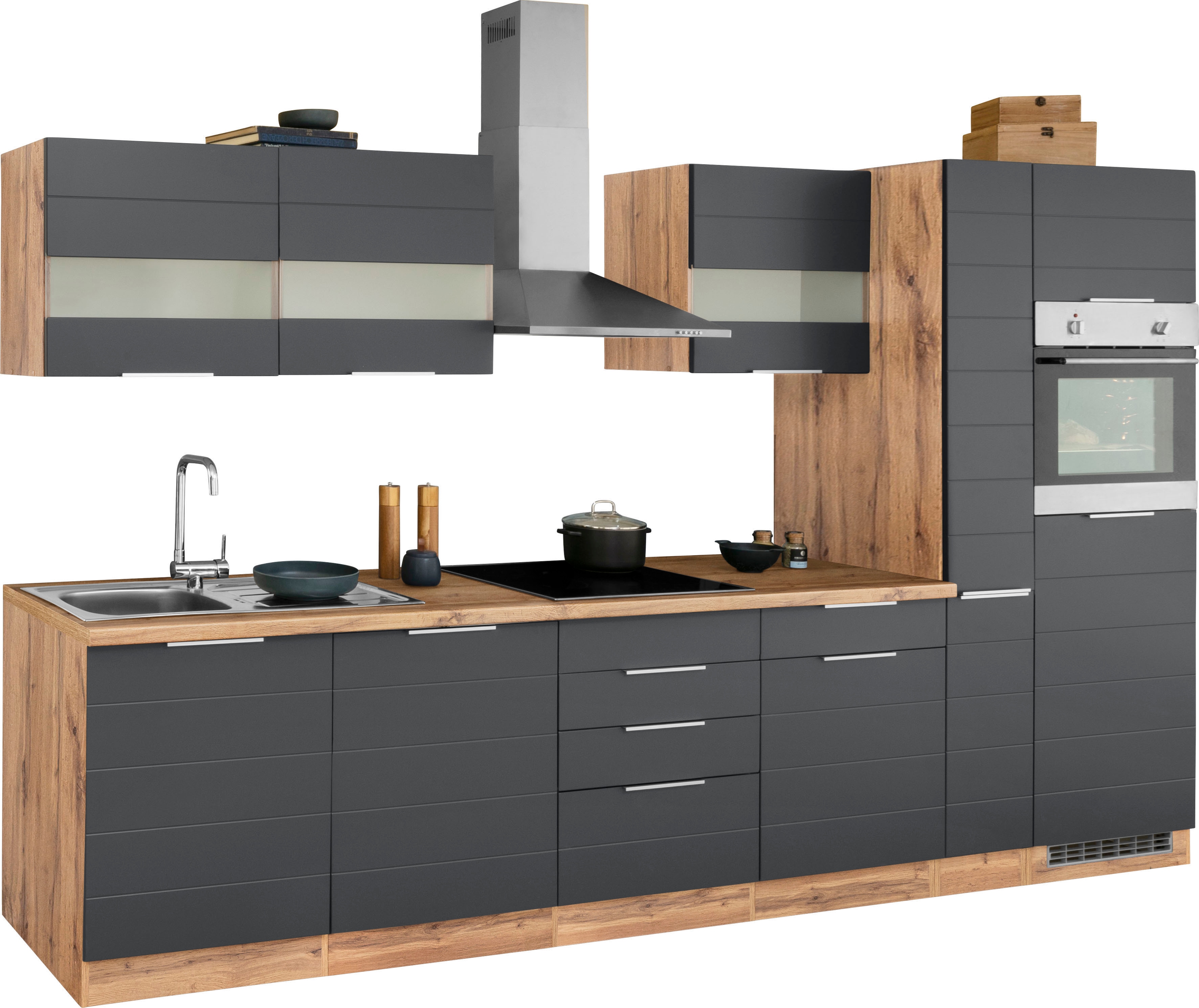 Thumbnail - KOCHSTATION Küchenzeile "KS-Luhe" 330 cm breit, wahlweise mit oder ohne E-Geräten, gefräste MDF-Fronten