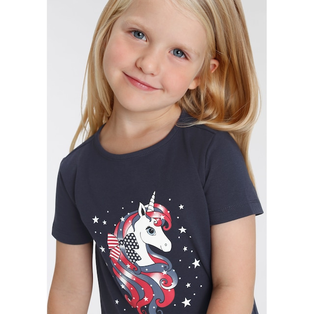 KIDSWORLD Jerseykleid »Einhorn«, mit süßem Volant am Saum online bestellen  | BAUR