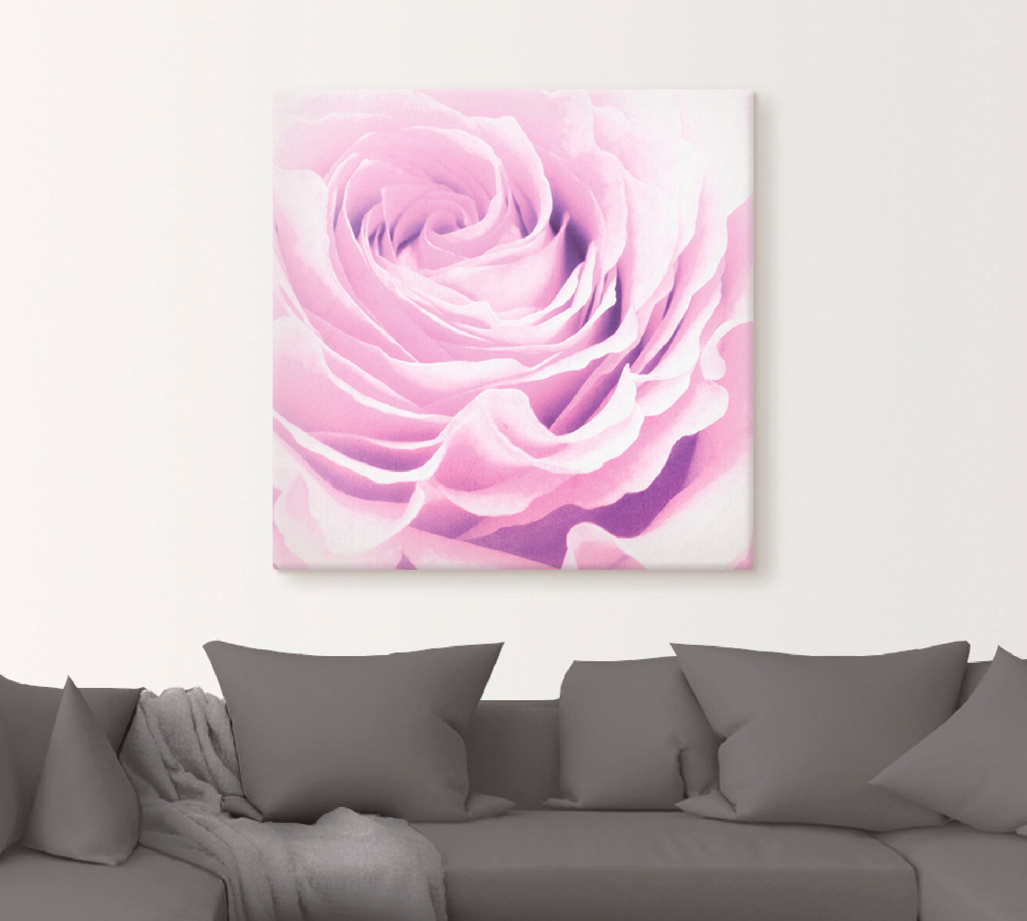 Artland Leinwandbild "Pastell Rose" Blumen 1 Stk. tlg. auf Holzrahmen gespa günstig online kaufen