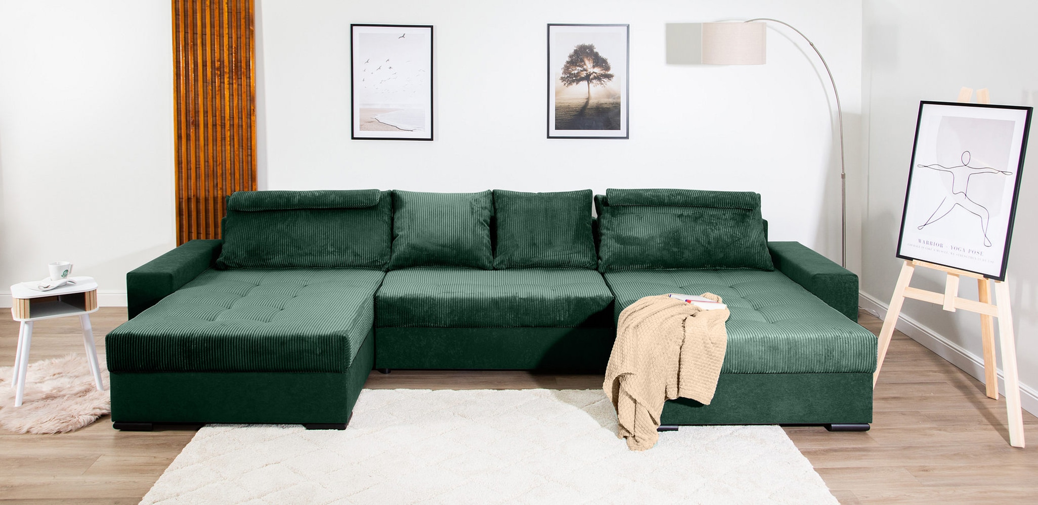 COLLECTION AB Wohnlandschaft "Josy XXXL-Relax U-Form, B: 352 cm" Schlaffunktion, Bettkasten & 2 Nackenkissen, Federkern