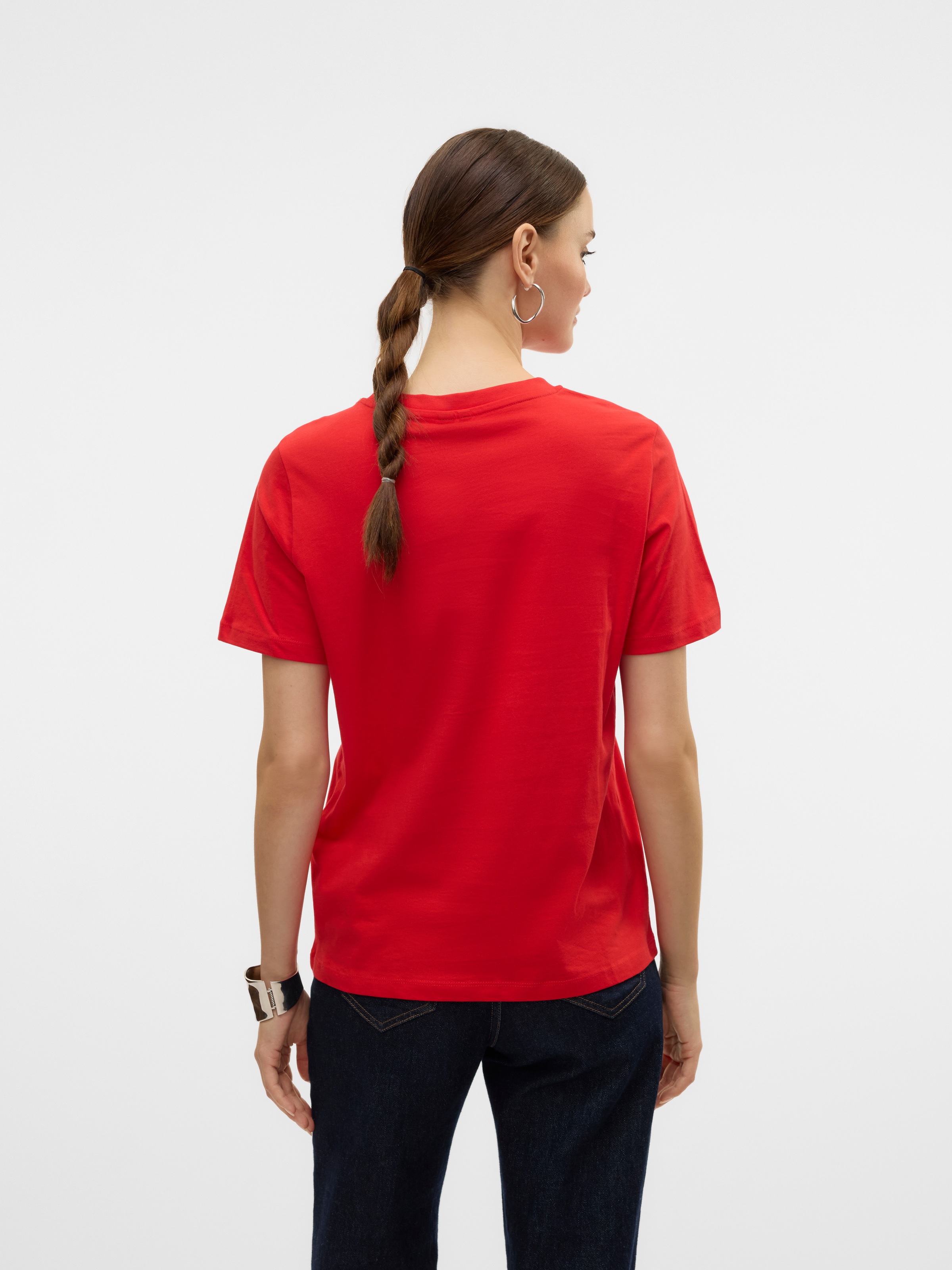 Kurzarmshirt VERO MODA "VMPAULINA SS T-SHIRT GA JRS NOOS", Damen, Gr. L, rot (high risk rot), Jersey, Obermaterial: 100% Baumwolle, unifarben, normal, Rundhals, Shirts, Baumwolle, regular fit 2