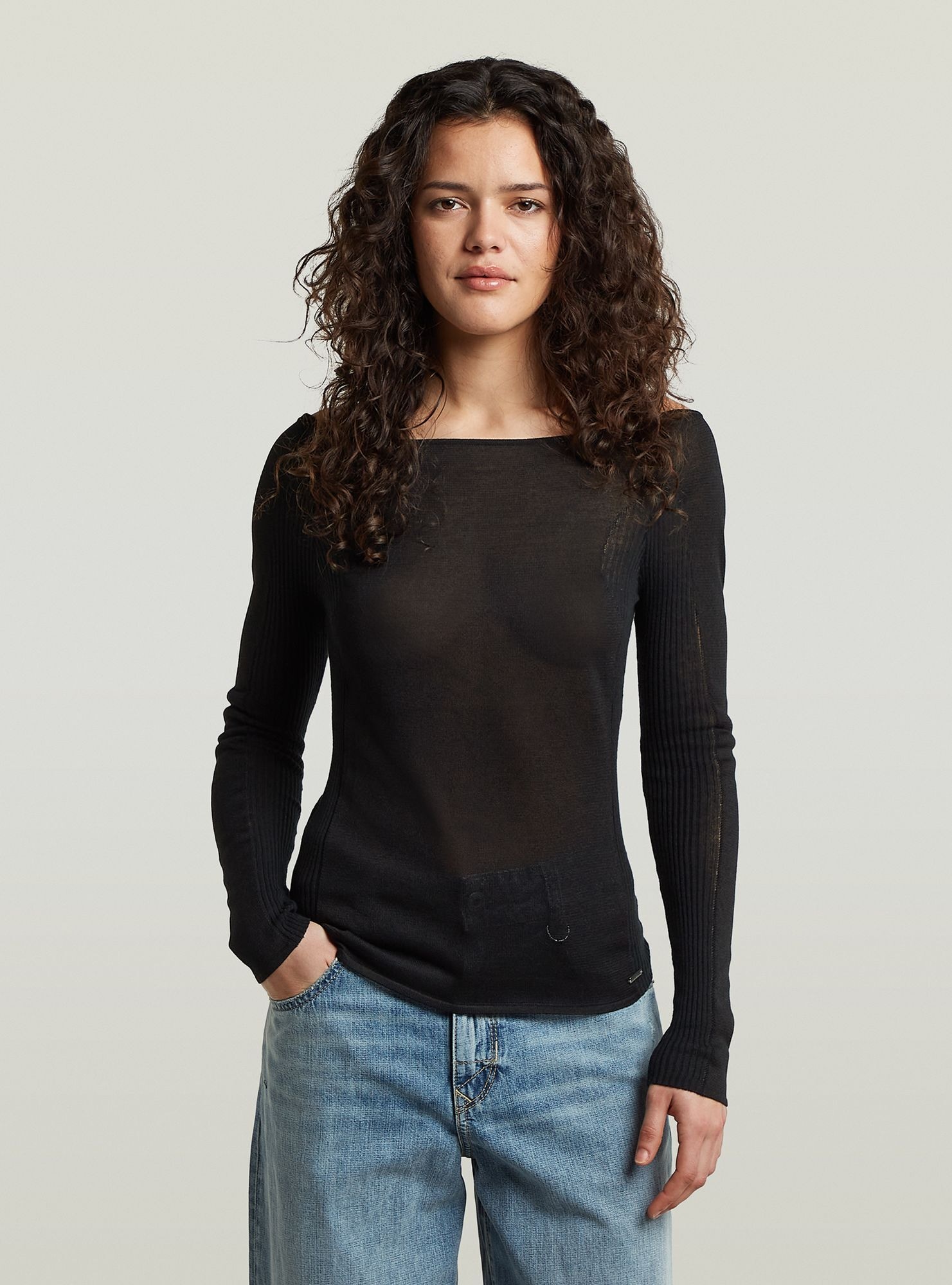 G-STAR Longpullover "Engineered Sheer Slim Knit" günstig online kaufen