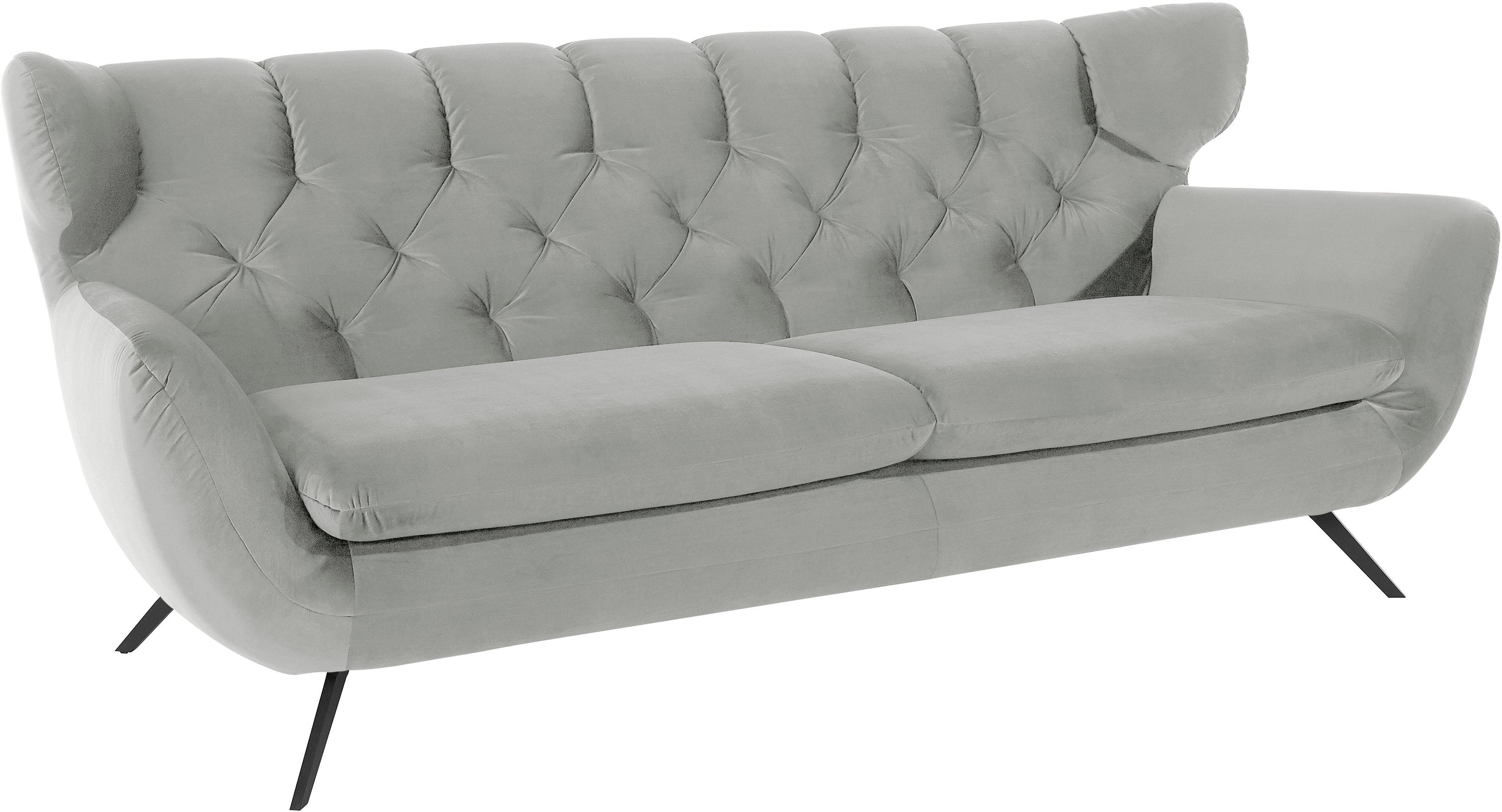 3C Candy 3-Sitzer "Beatrice, extravagantes Megasofa, bequem, Küchensofa, Breite 225cm" mit Rückensteppung im Rautenmuster, Samt Optik, auch in Fellimitat