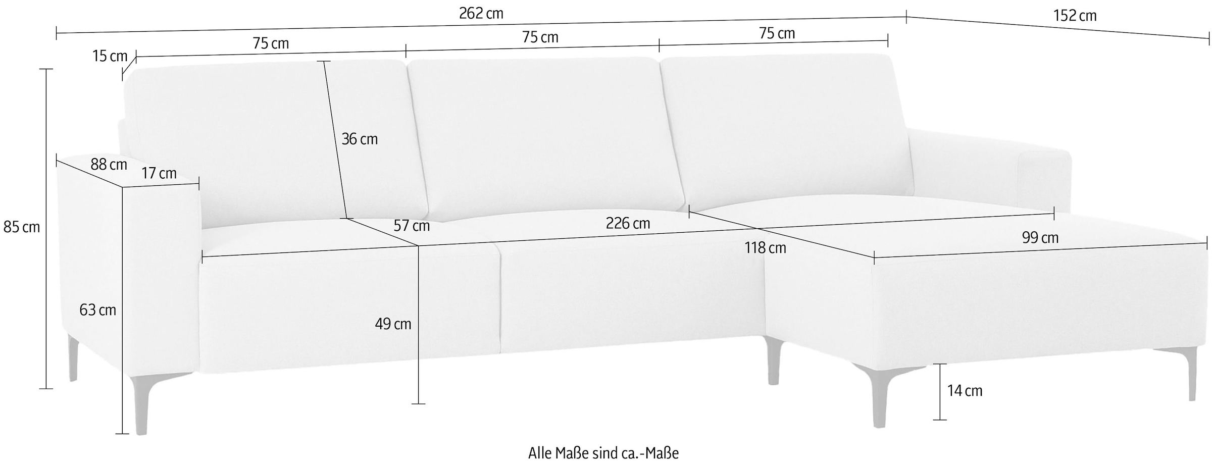 Home affaire Ecksofa »Tournon«, L-Form, Breite 262 cm, Webstoff, Chenille
