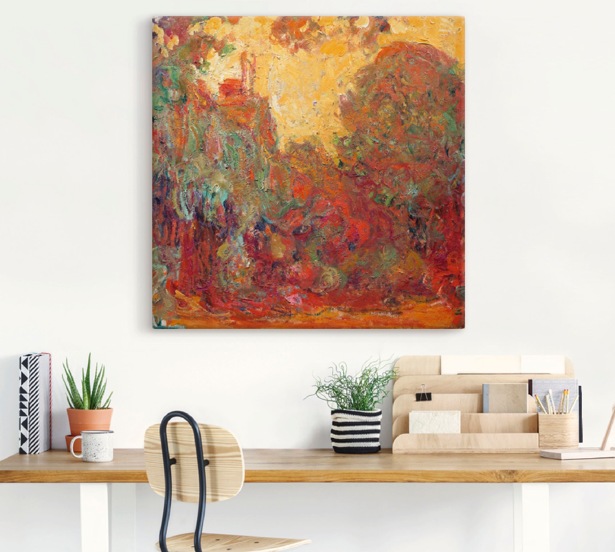 Artland Wandbild »Das Haus in Giverny Komposition in rot«, Gegenstandslos, (1 St.), als Leinwandbild, Poster in verschied. Größen