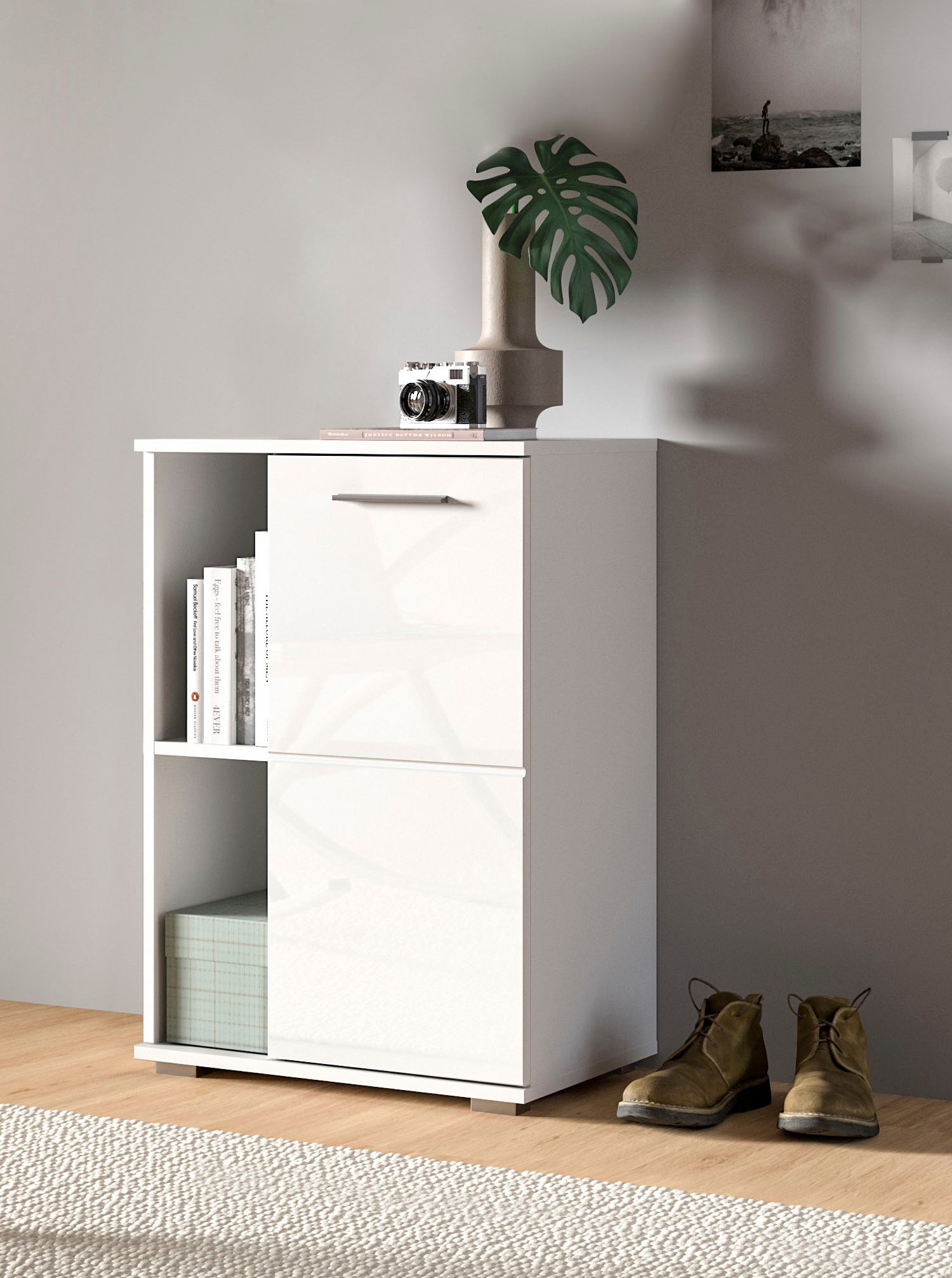 Home affaire Schuhschrank "Valge, Breite 55cm, 1 Tür, 2 offene Fächer,2 ver günstig online kaufen