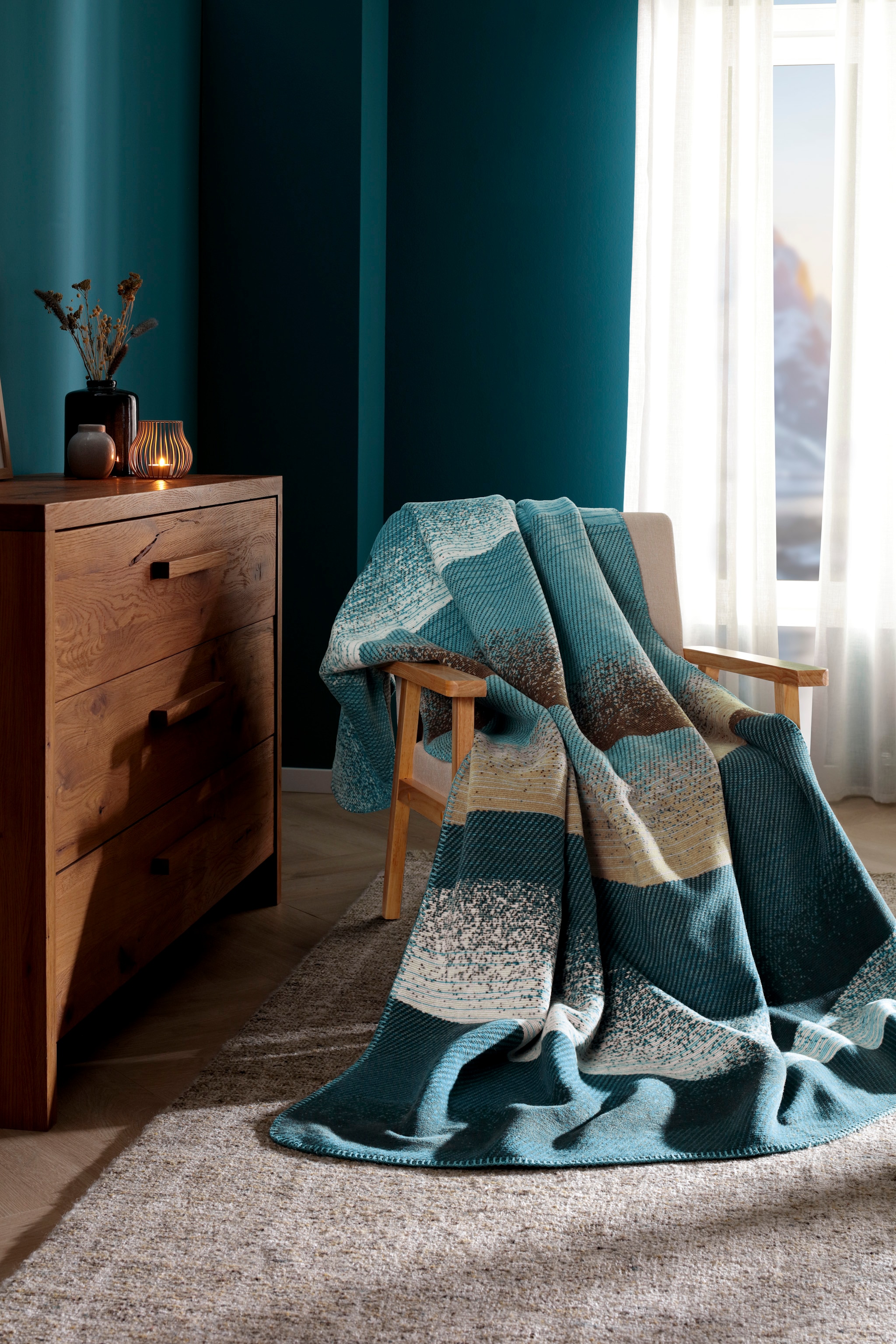 Biederlack Wohndecke »Ocean Wave«, mit geketteltem Zierstich