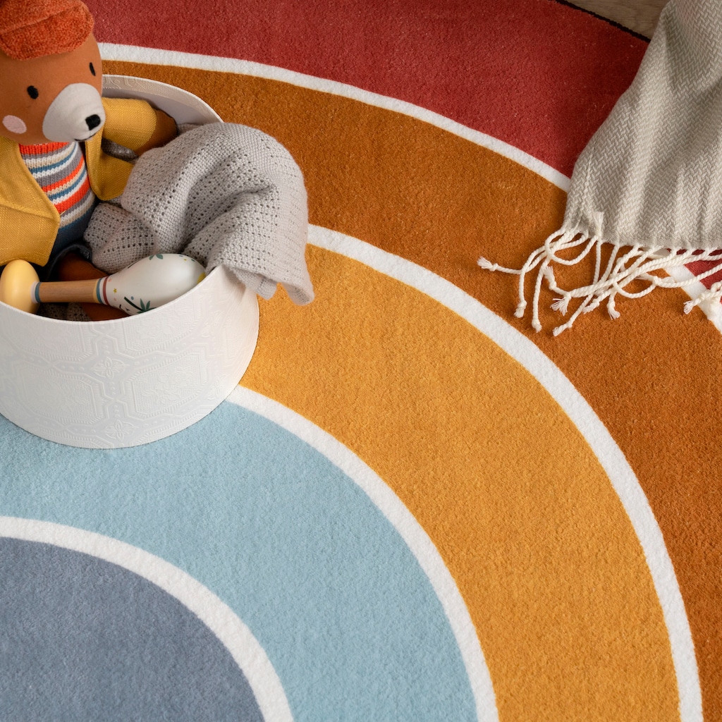 Paco Home Kinderteppich »Niloya 366«, halbrund, Spielteppich, Kurzflor, Motiv Regenbogen, waschbar