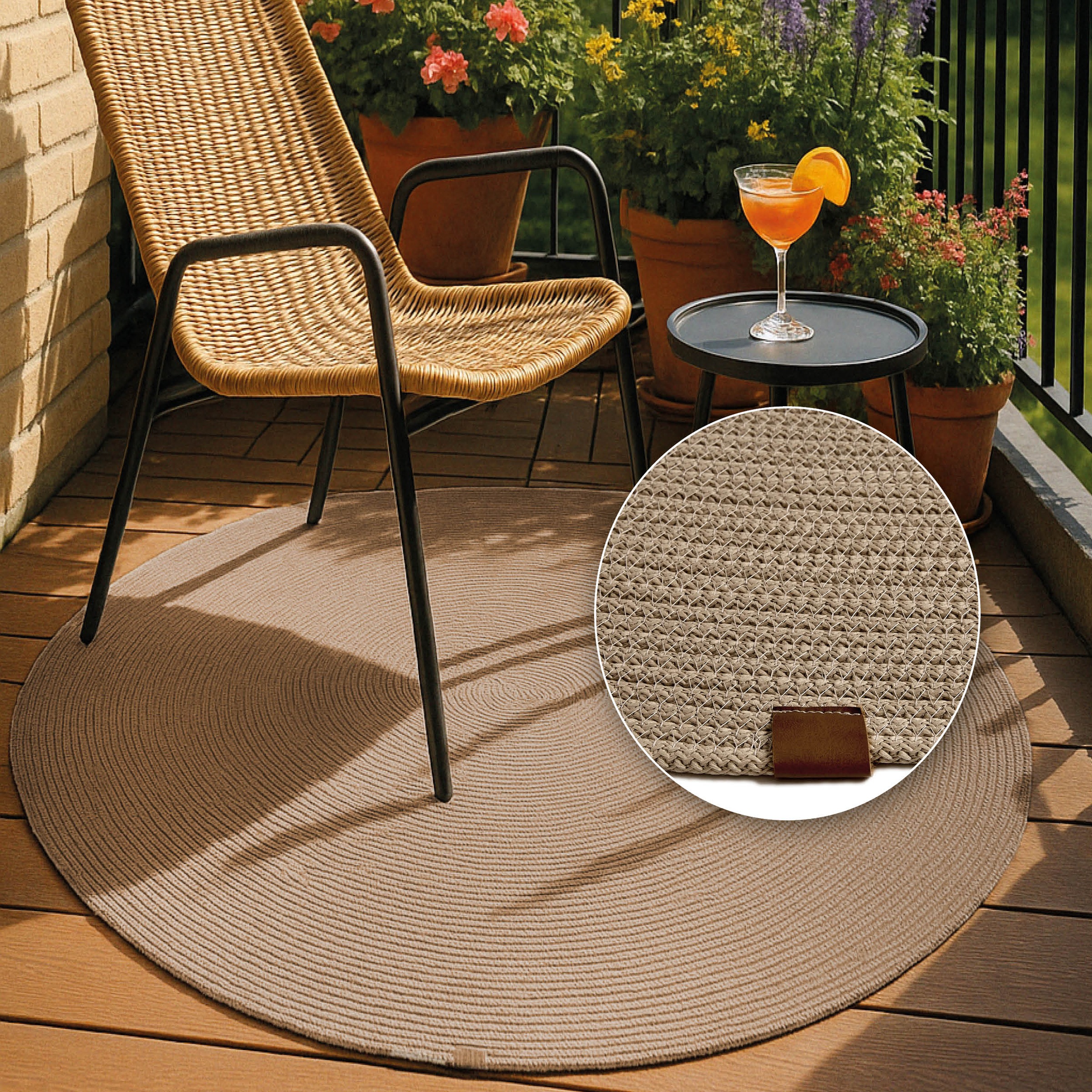 ASTRA Teppich »Paris«, rund, 8 mm Höhe, In- und Outdoor geeignet, Aussenbereich, Wohnzimmer