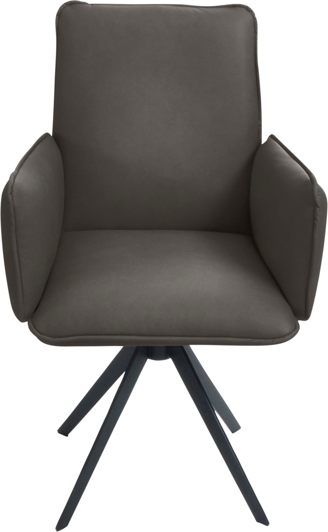 K+W Komfort & Wohnen Drehstuhl, Leder, Blitzdrehkreuz und Rückholfunktion, dekorativer 12mm Biese