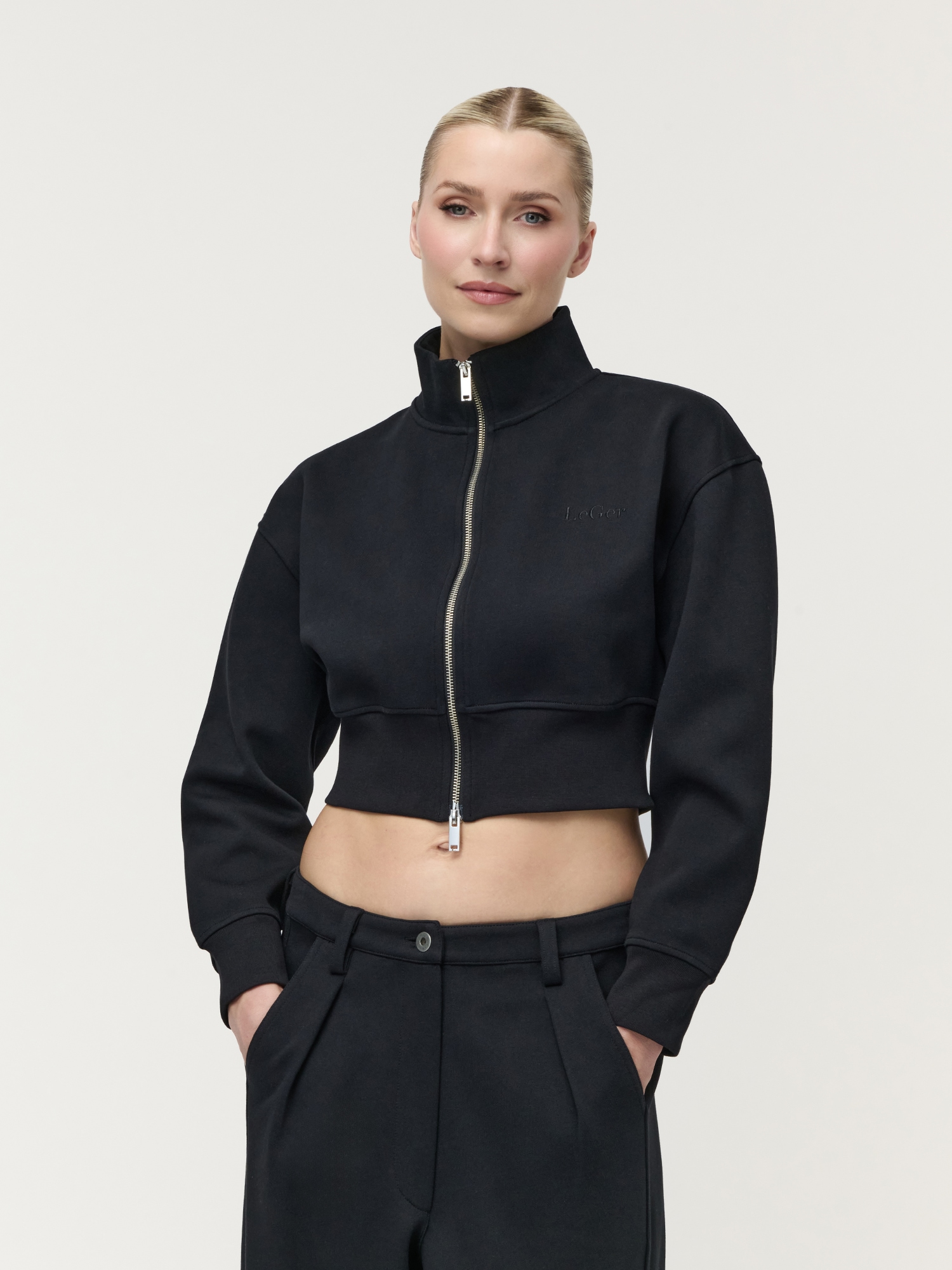 LeGer Sweatjacke "Kasha, LeGer by Lena Gercke" verkürzte Form