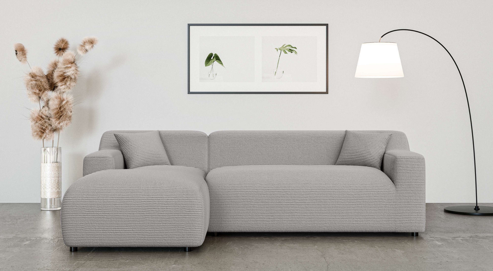 Home affaire Ecksofa »LILLIANA Designsofa, L-Form mit Recamiere rechts/links bestellbar«, L-Form mit Wellenunterfederung, Maße B/T/H: 256/160/76 cm