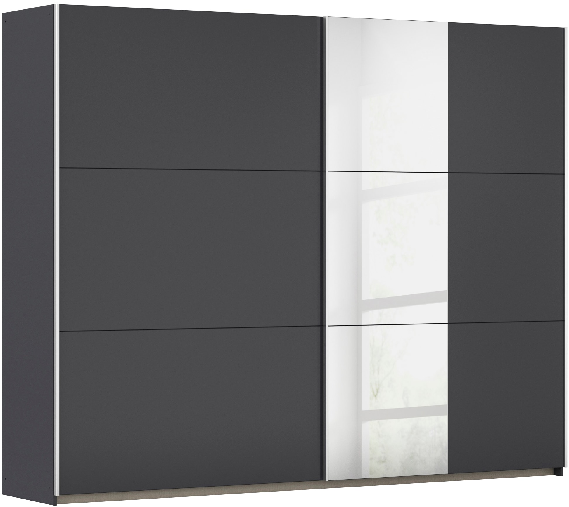 rauch Schwebetürenschrank "Kleiderschrank Drehtürenschrank Schrank Garderobe KRONACH" in 3 Ausstattungen BASIC/CLASSIC/PREMIUM, Breiten 131/175/218/261 cm, optional ohne, mit 1 oder 2 Spiegel, viel Stauraum MADE IN GERMANY