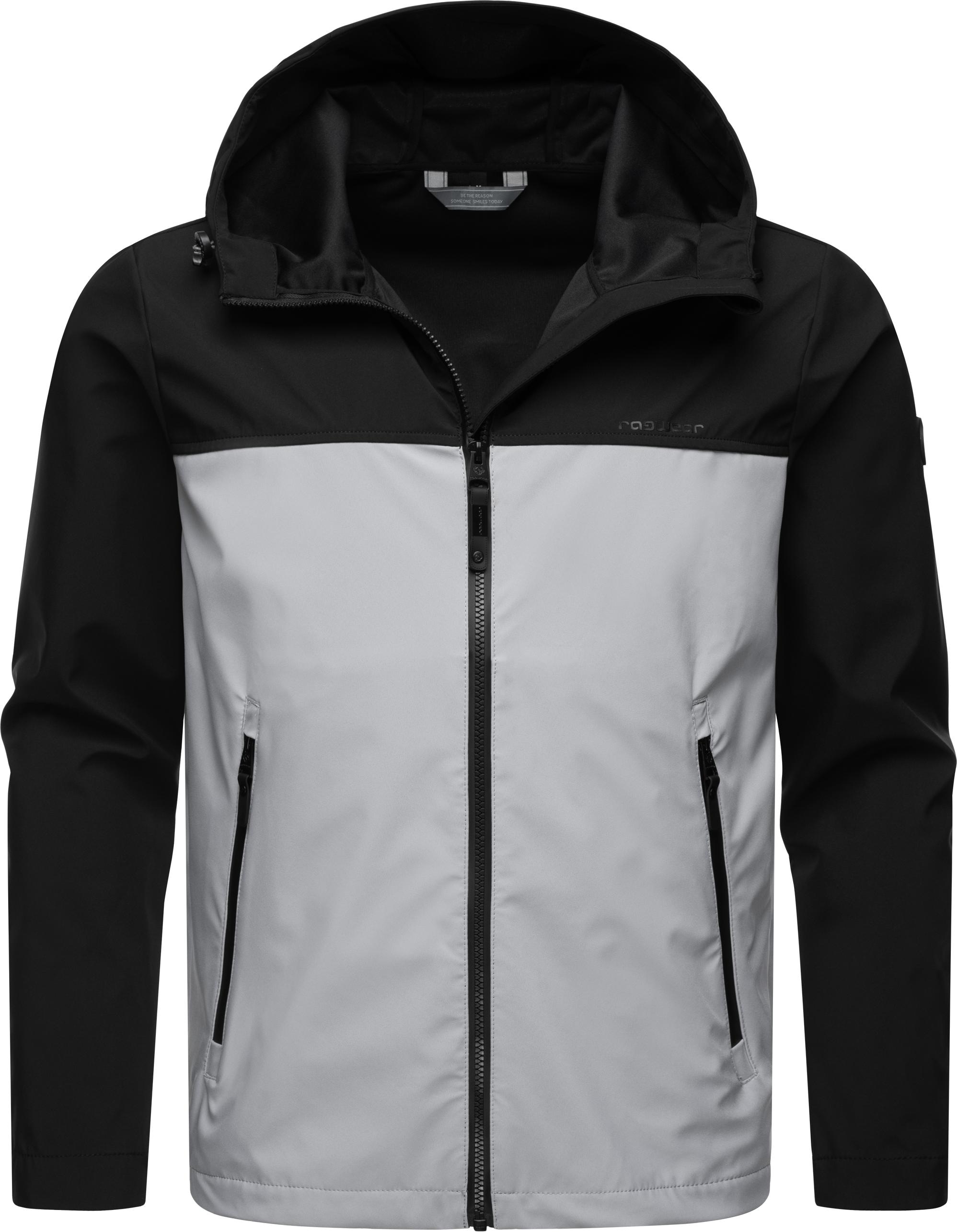 Ragwear Softshelljacke »Shellwie Block«, mit Kapuze, wasserdichte Herren Übergangsjacke mit großer Kapuze