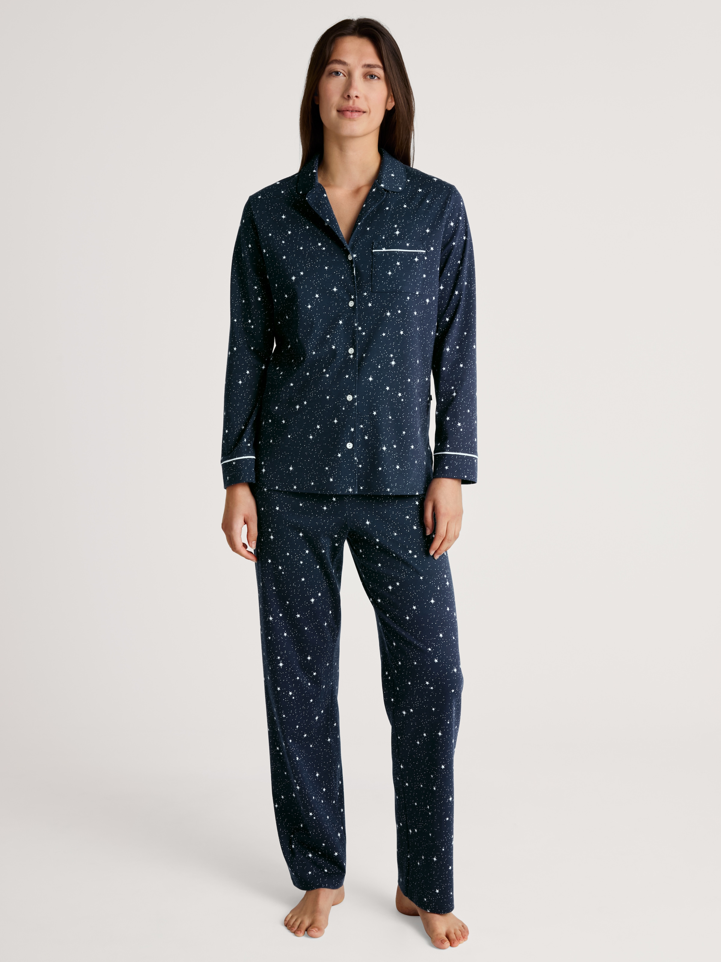 CALIDA Pyjama "Sweet Dreams", (2 tlg.), Reverskragen, Knopfleiste, Pure Cot günstig online kaufen