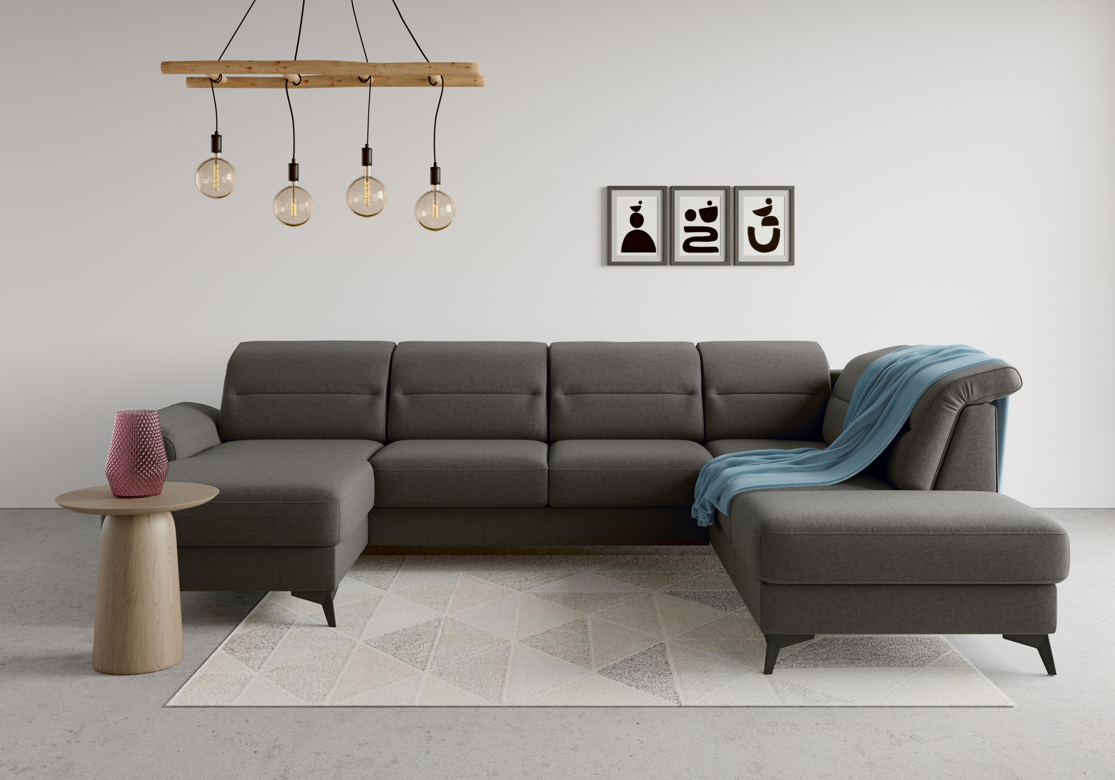 sit&more Wohnlandschaft "Sinatra U-Form" optional mit Kopfteilverstellung und Armteilfunktion, Metallfüße