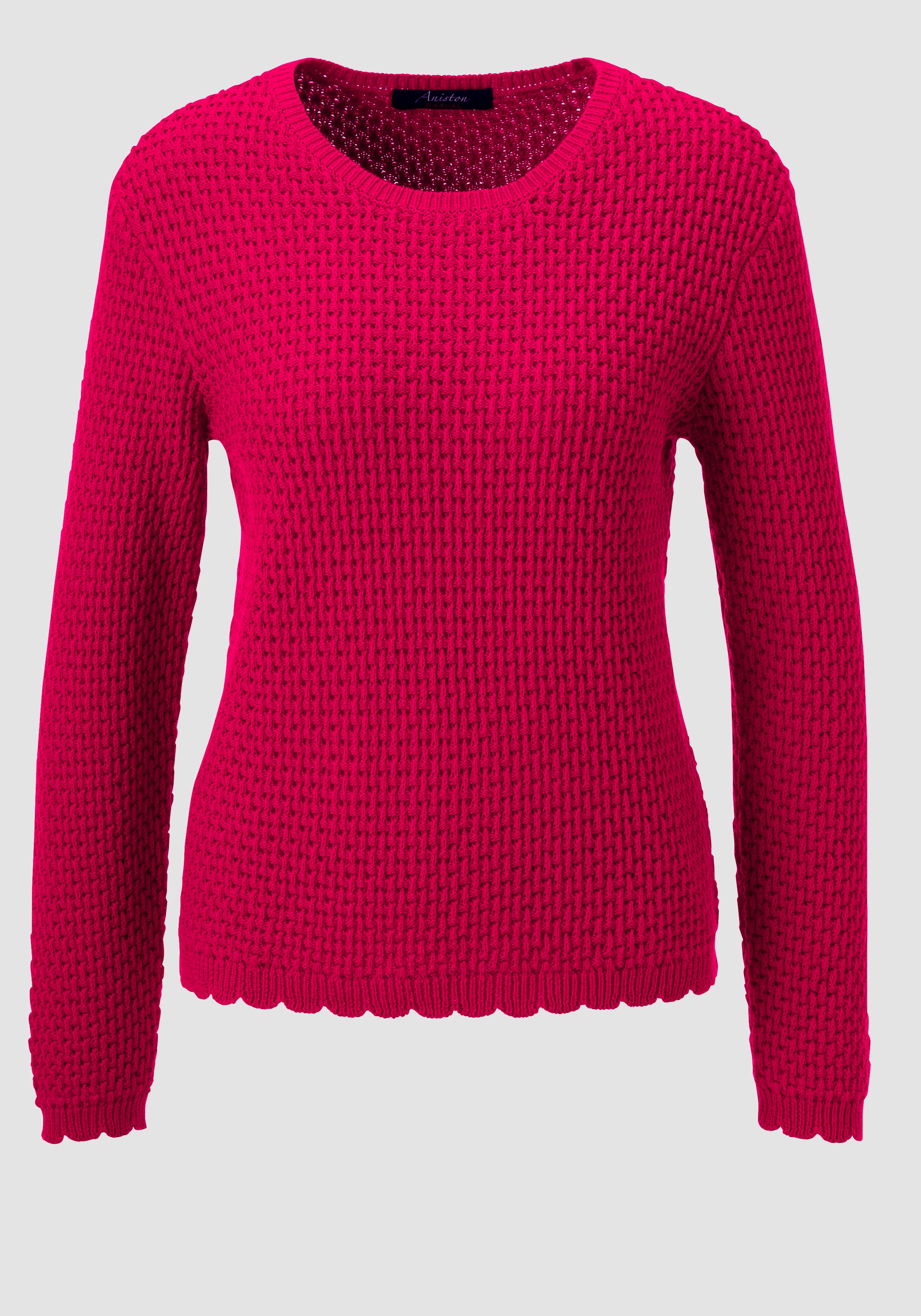Aniston CASUAL Strickpullover, mit gewellten Bündchen am Saum und den langen Ärmeln - NEUE KOLLEKTION