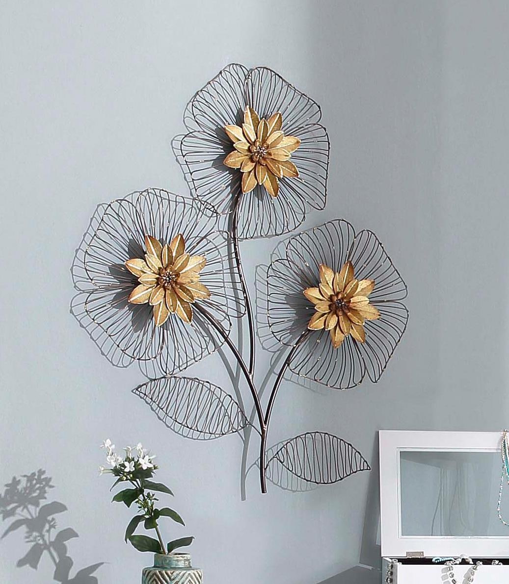 HOFMANN LIVING AND MORE Wanddekoobjekt »Wanddeko Blumenbouquet«, Wanddekoration, Motiv Blüten, aus Metall