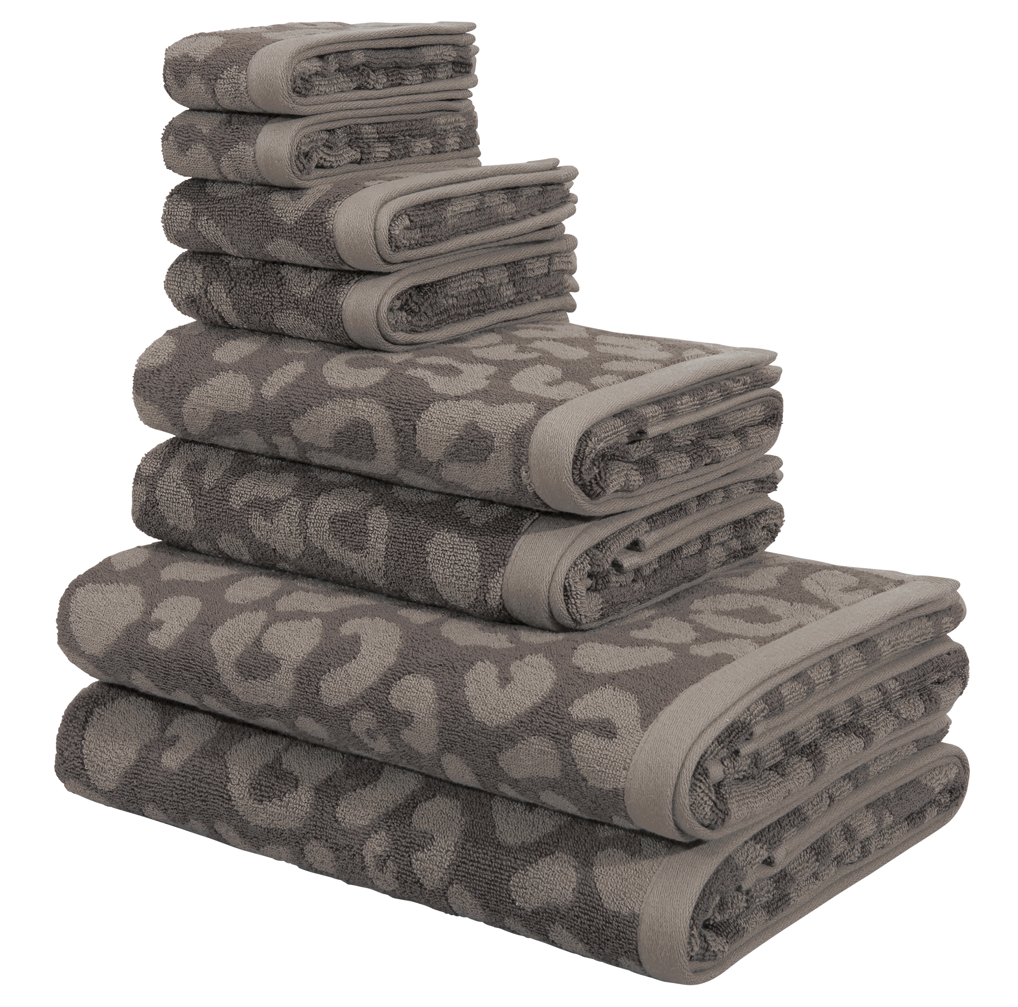 OTTO home Handtuch Set "Regona Leo, 8 tlg. Set, Premium Handtücher, 100% Baumwolle, 550 gr/m²" 8 Frottier Animal Print, Duschtücher, Handtücher, Gästetücher, Seiftücher