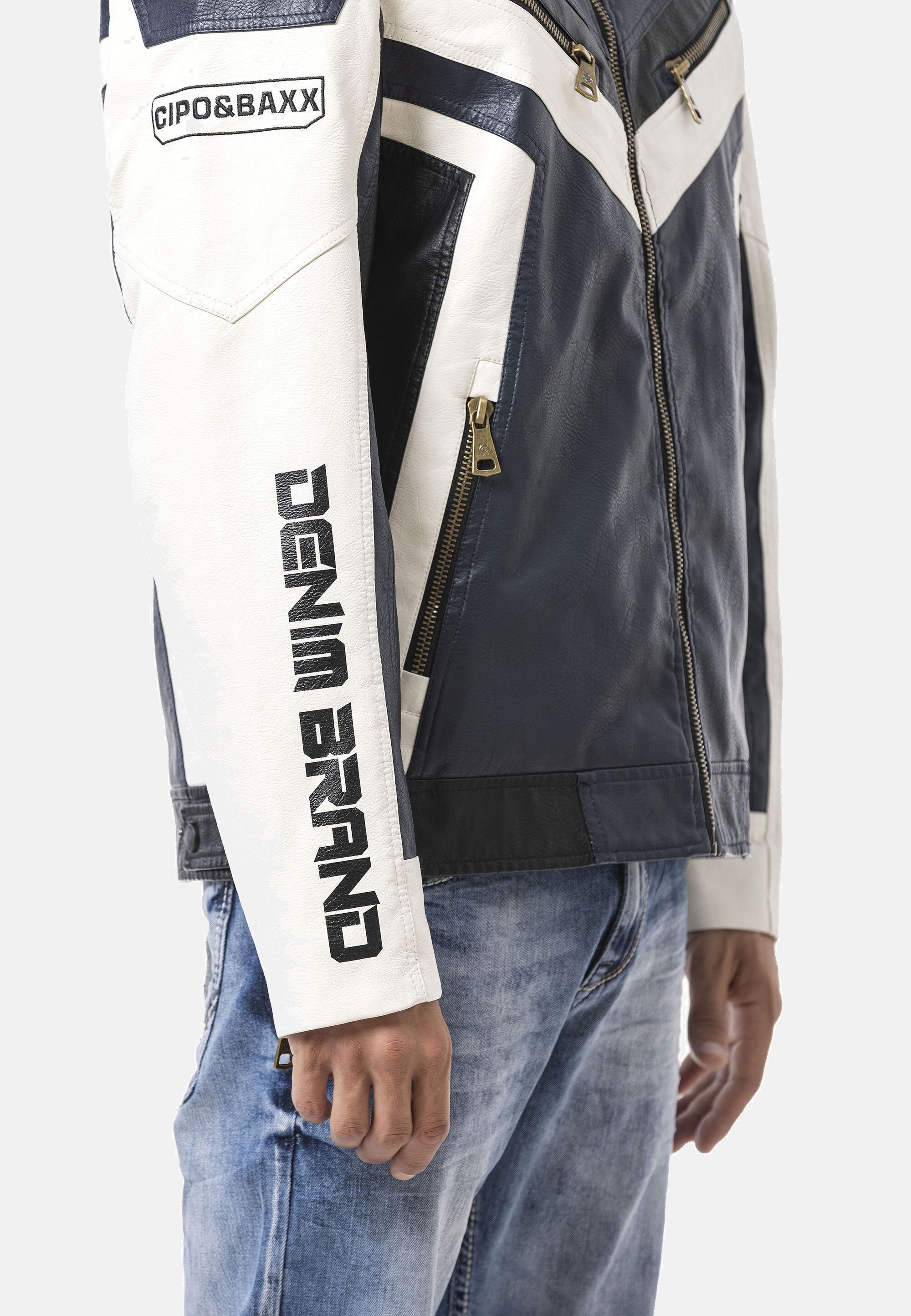 Cipo & Baxx Bikerjacke »CM230« ohne Kapuze Motorrad-Look mit sportlichem Design