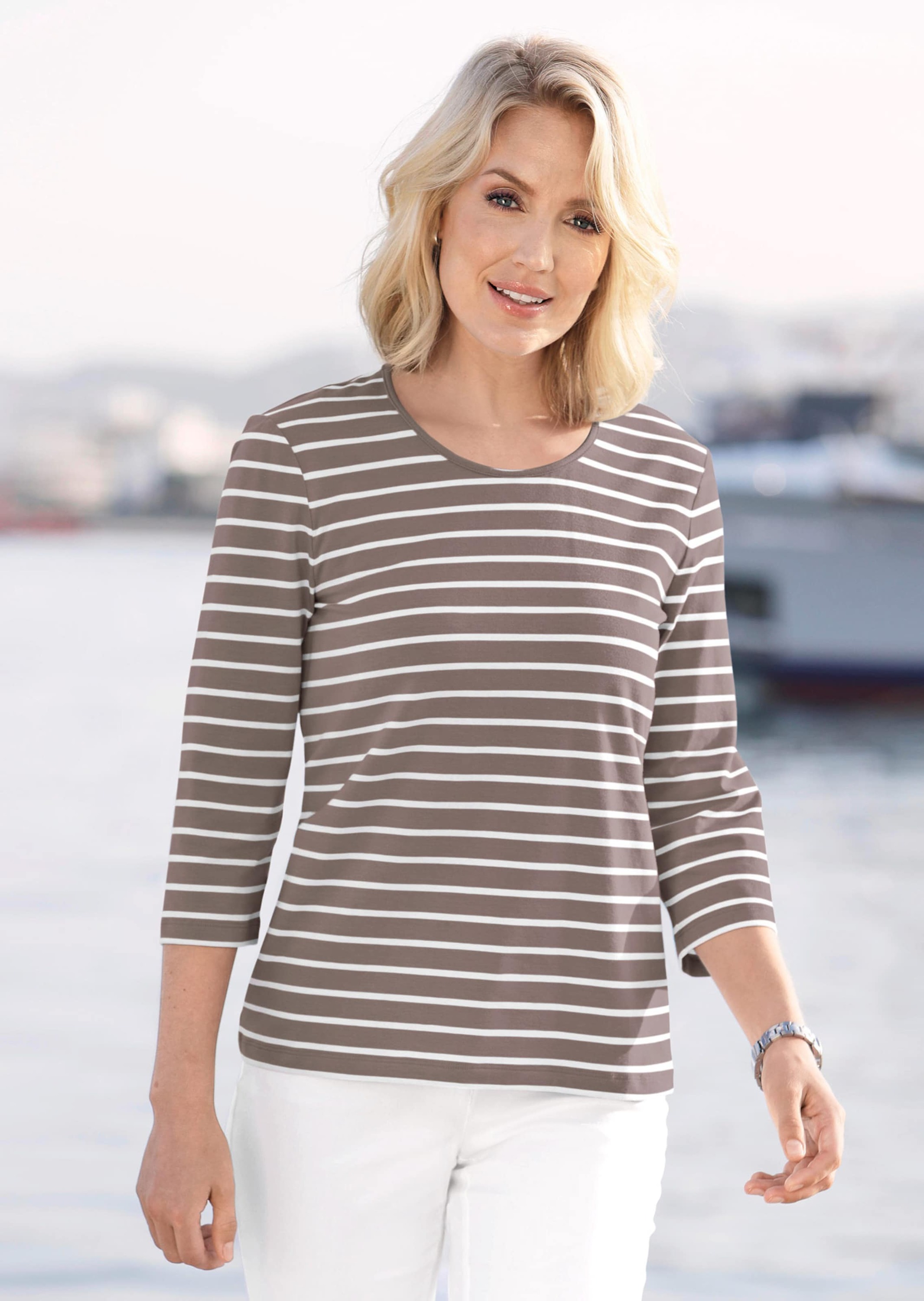 Thumbnail - GOLDNER 3/4-Arm-Shirt "Buntgewirktes Ringelshirt" Garngefärbte und dadurch farbbeständige Ringel