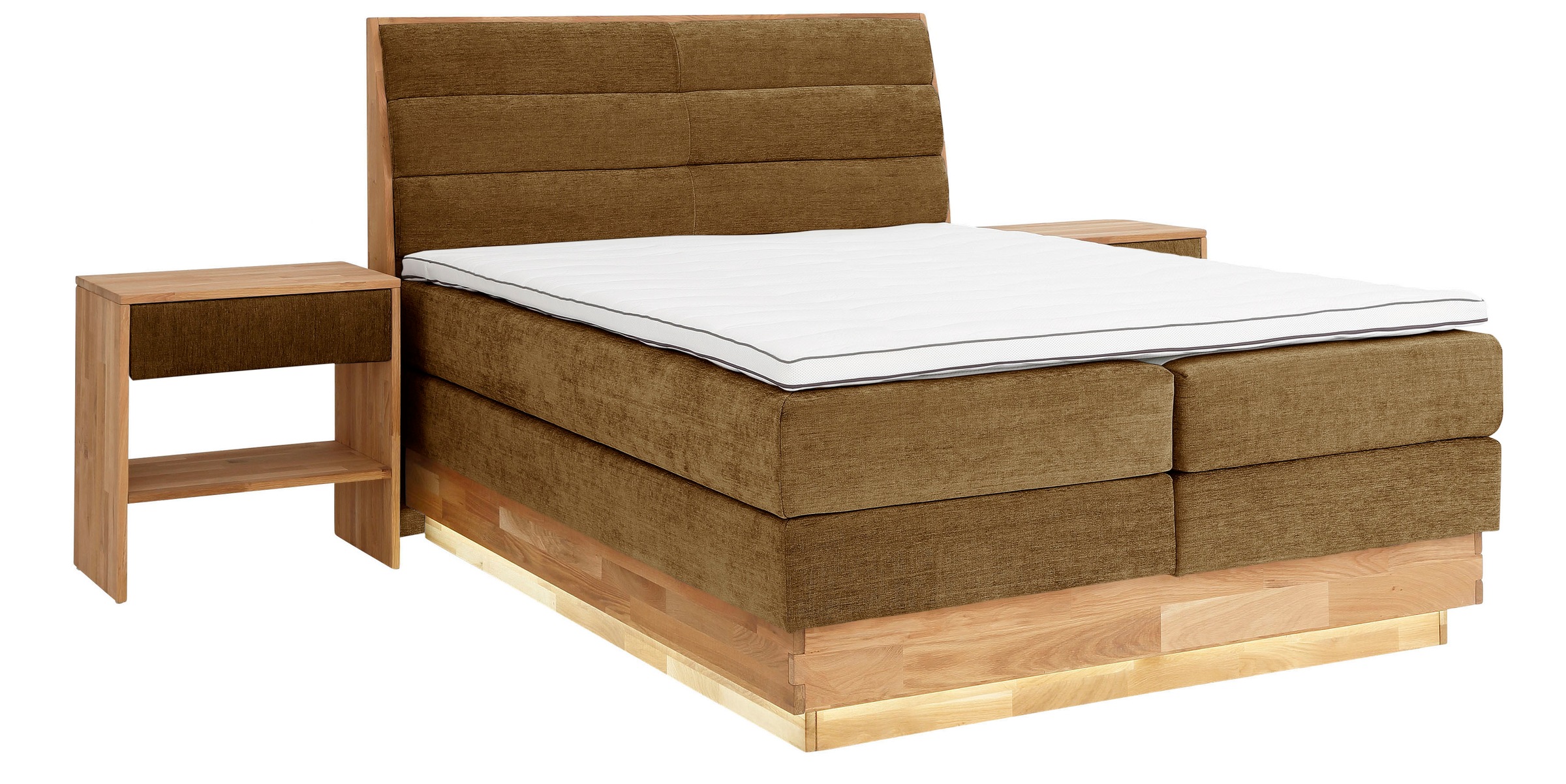 OTTO products Boxspringbett, LED-Beleuchtung, mit zertifizierten, recycelten Bezugsstoffen