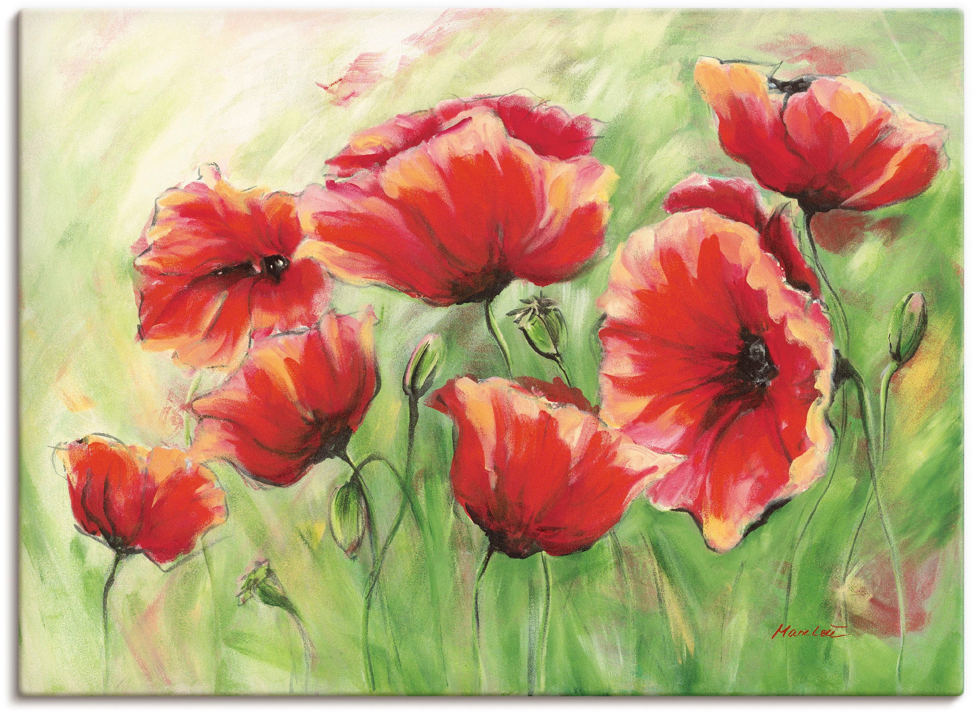Artland Wandbild "Rote Mohnblumen II" 1 Stk. tlg. als Leinwandbild, Poster günstig online kaufen