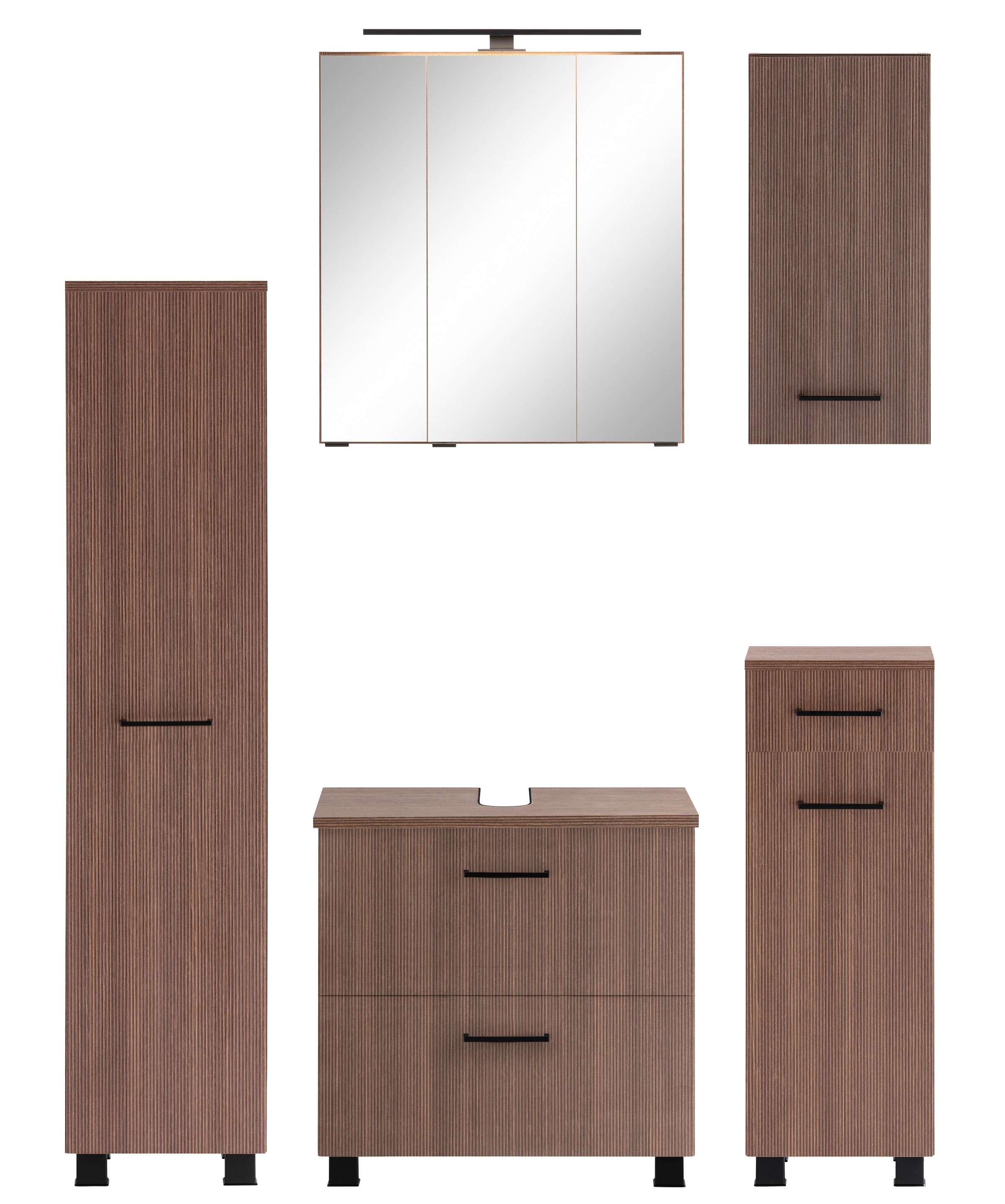 Badmöbel-Set »"Trento", Badezimmer-Set, Hängeschrank, Unterschrank, Midischrank«, (5...