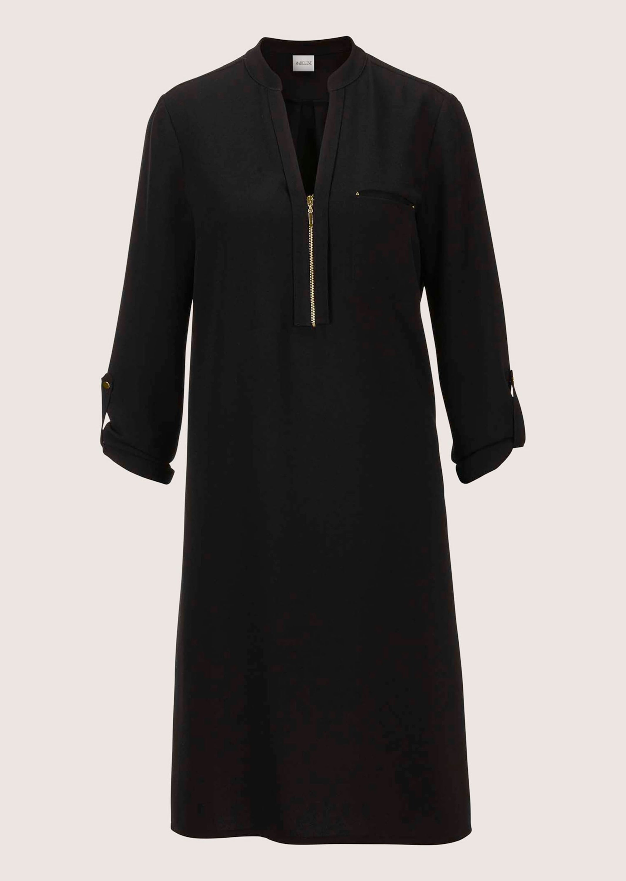 MADELEINE Midikleid "Kleid Shirtkleid mit Rundhals mit V-Schlitz"