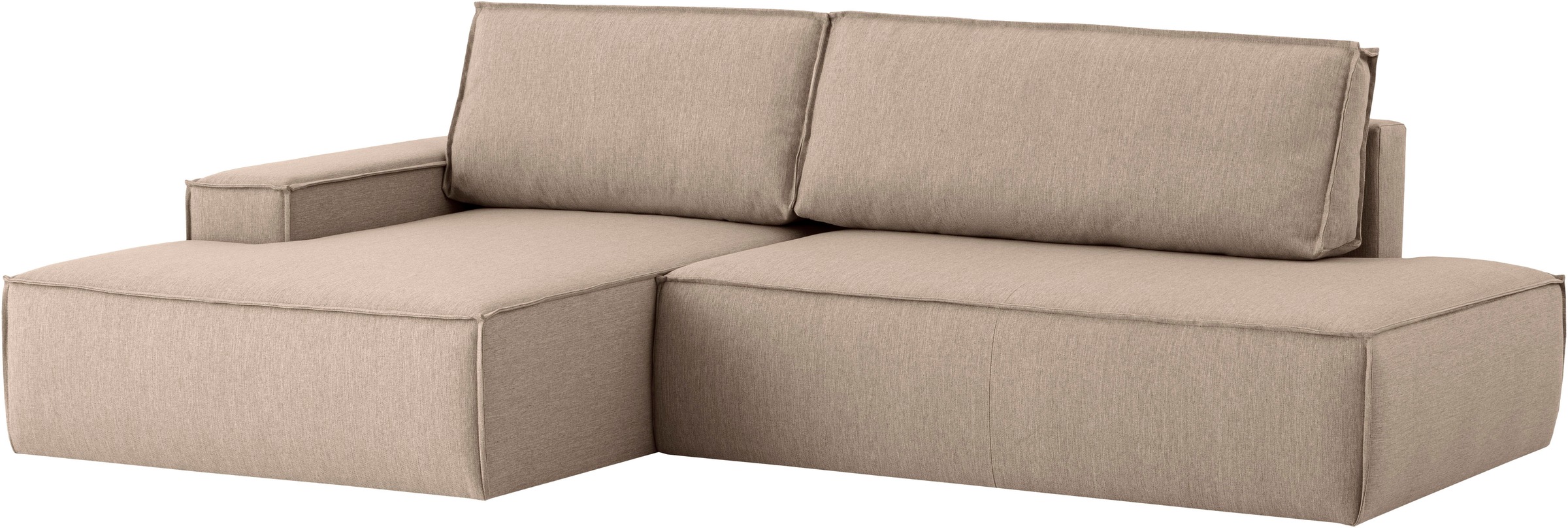 Home affaire Ecksofa »SHERWOOD, Schlafsofa in L-Form offen (275cm), Cord, Leinenoptik«, Schlaffunktion und Bettkasten, Kedernaht, hoher Sitz- & Liegekomfort