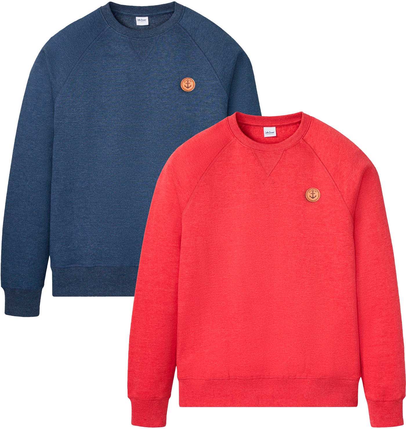 bonprix Sweatshirt, 2 Stk. Regular Fit, unifarben, aus Baumwolle und Polyes günstig online kaufen