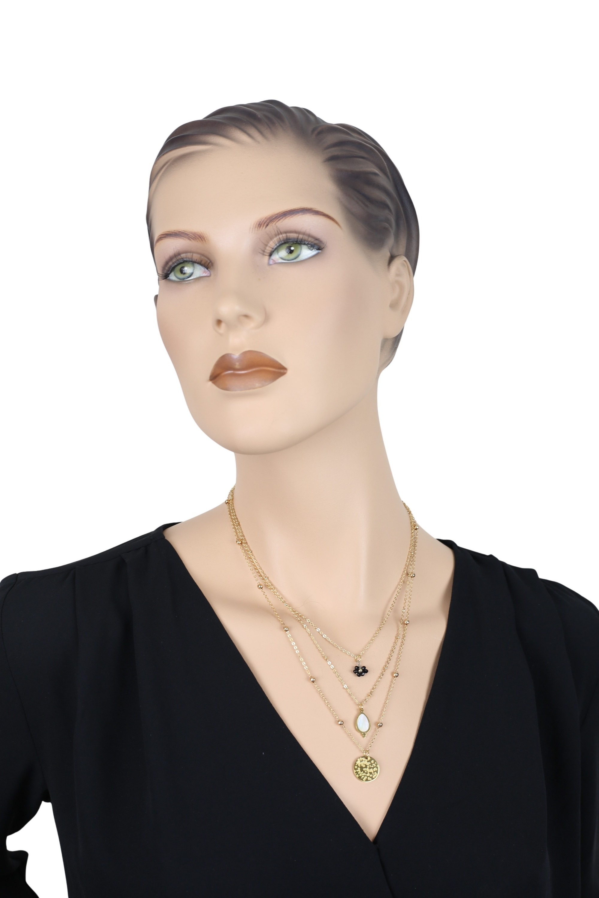 COLLEZIONE ALESSANDRO Kette mit Anhänger »Trinity«, modische Kette 3-reihig im Layerlook