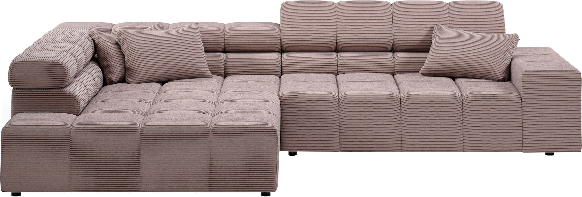 INOSIGN Ecksofa »Ancona incl. Kopfteilverstellung, Zierkissen Breite 319cm, L-Form«, wahlweise motorische Sitztiefenverstellung, auch in Cord + Easy Care