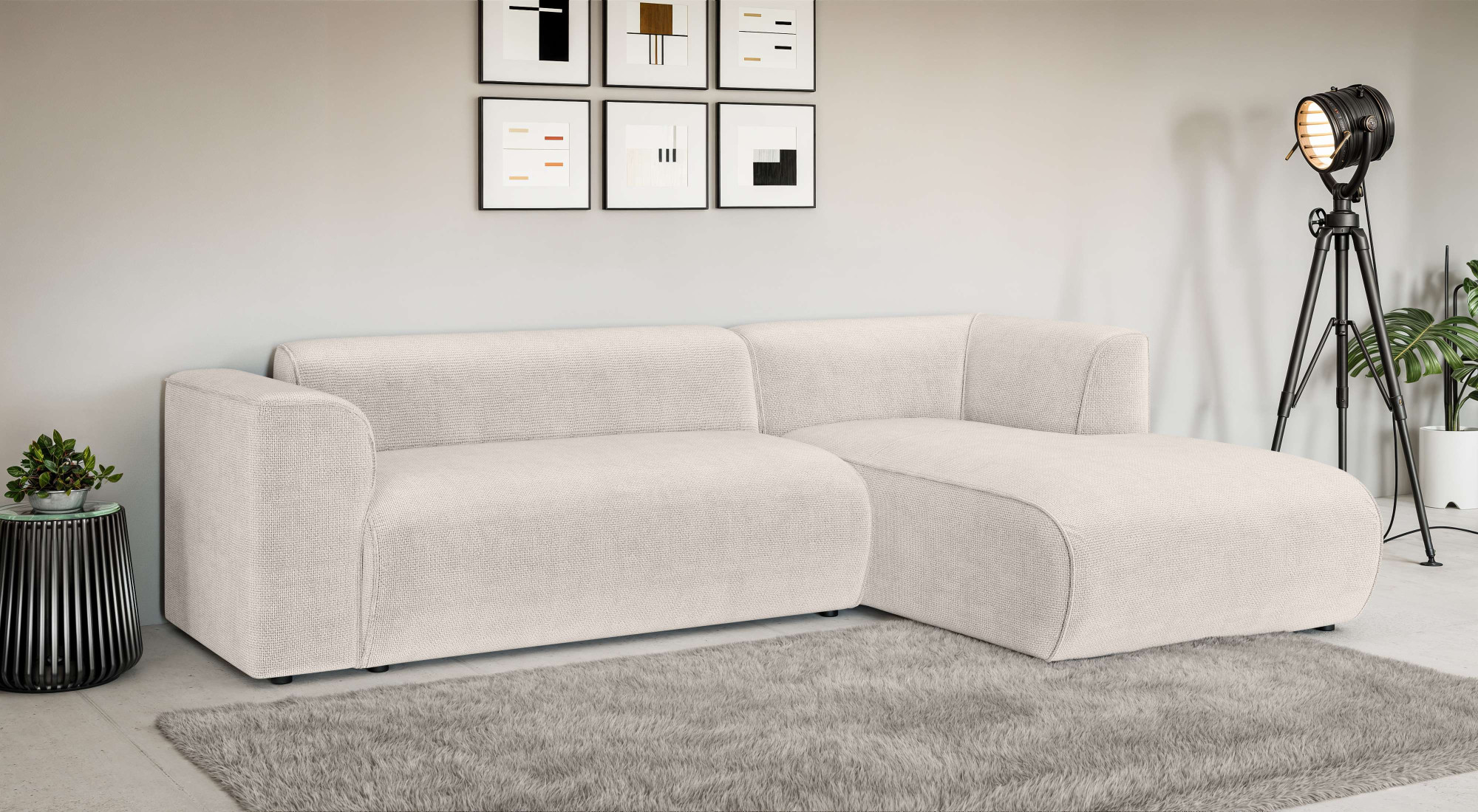 Home affaire Ecksofa "GENTON L-Form (257 cm), zeitlos & stilvolles Design," Aufwendig gepolstert, in Cord, Chenille und Struktur