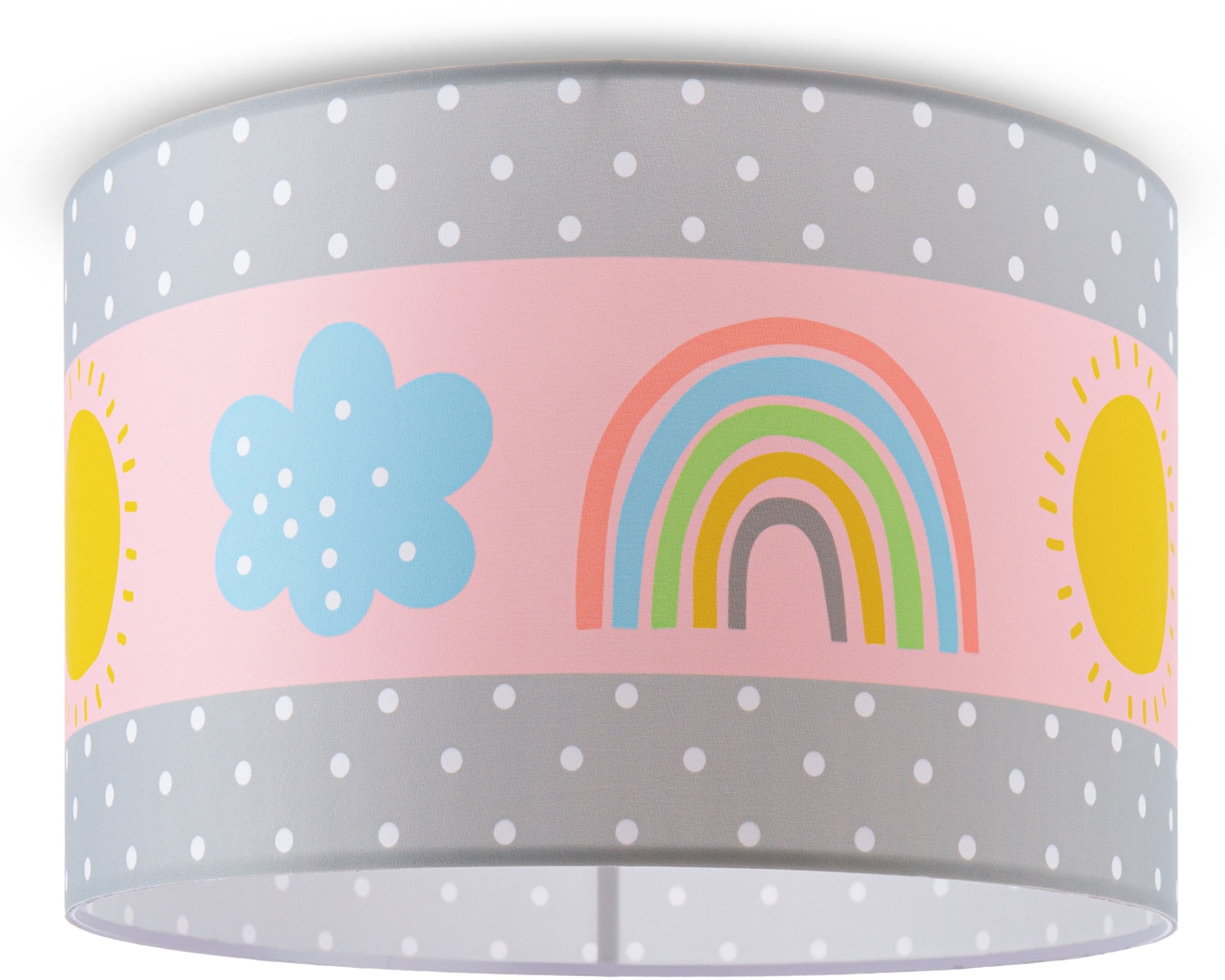 PACO HOME Deckenleuchte "Cosmo 962", weiß, 1, Ø 45,5cm H: 29,5cm, Leuchten, Lampe Kinderzimmer Deckenlampe Regenbogen Sonne Rosa Grau Weiß E27, Kinderlampe