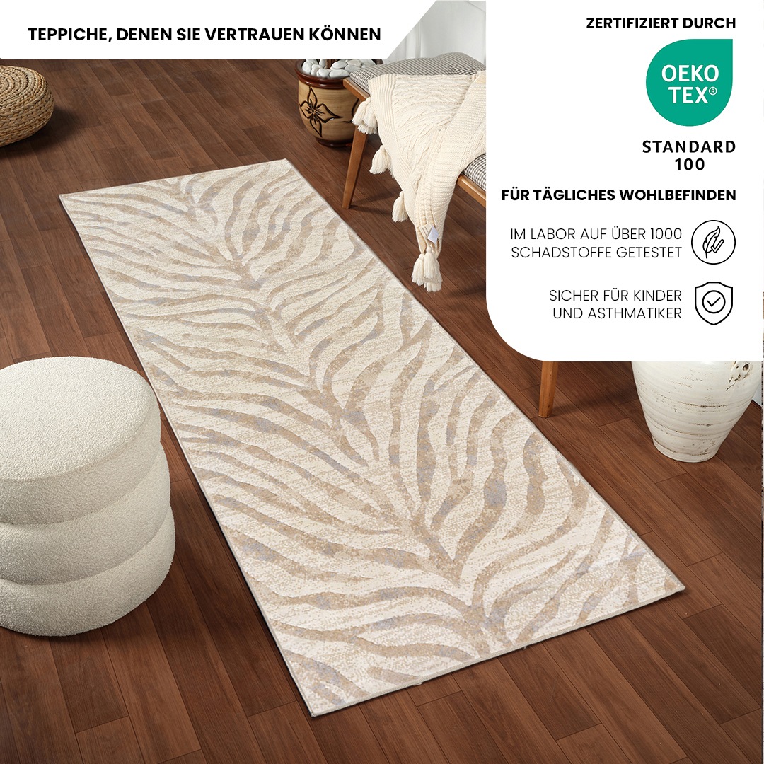 Livabliss Teppich »LUANDA«, rechteckig, 11 mm Höhe, Skandinavischer Teppich, Boho Wohnzimmerteppich/Läufer im Zebra Muster