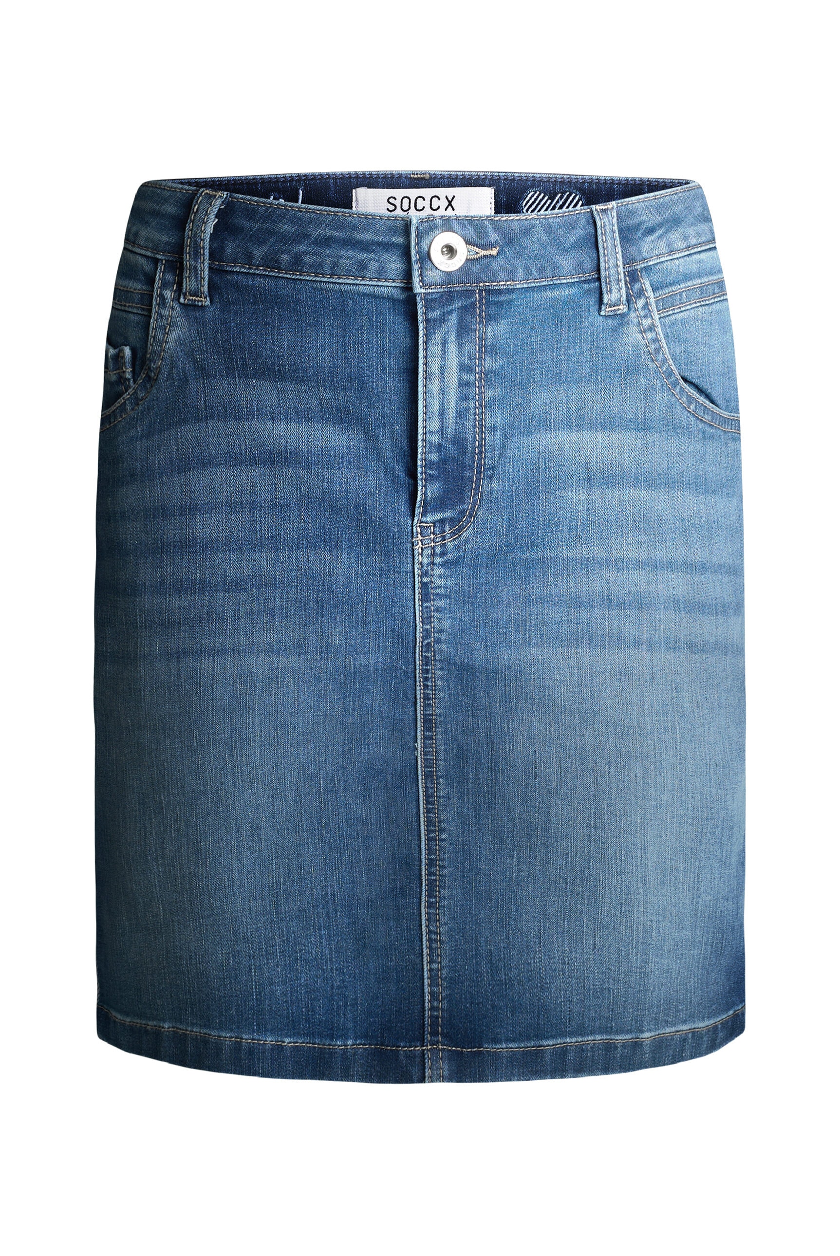 SOCCX Jeansrock mit Gehschlitz