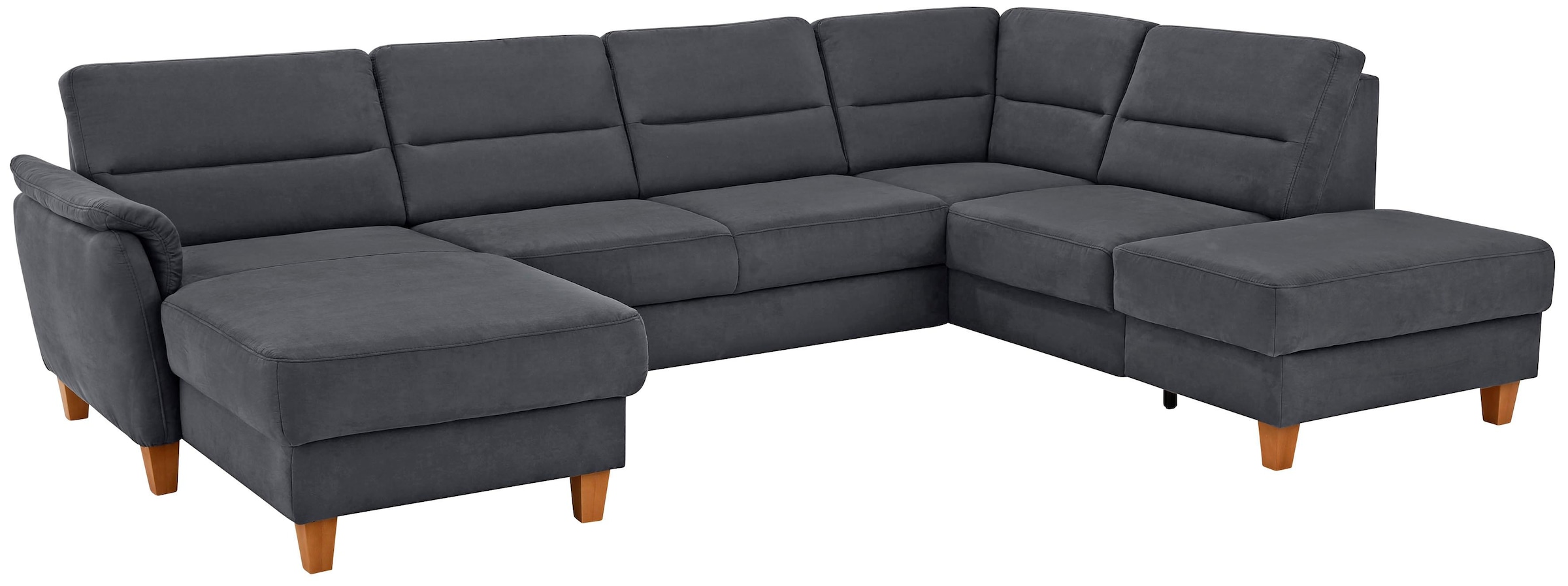 Home affaire Wohnlandschaft "Palmera U-Form, B: 308 cm, große Stoff + Leder Auswahl" mit Schlaffunktion, optional Bettkasten, Federkern, XXL-Wohnlandschaft