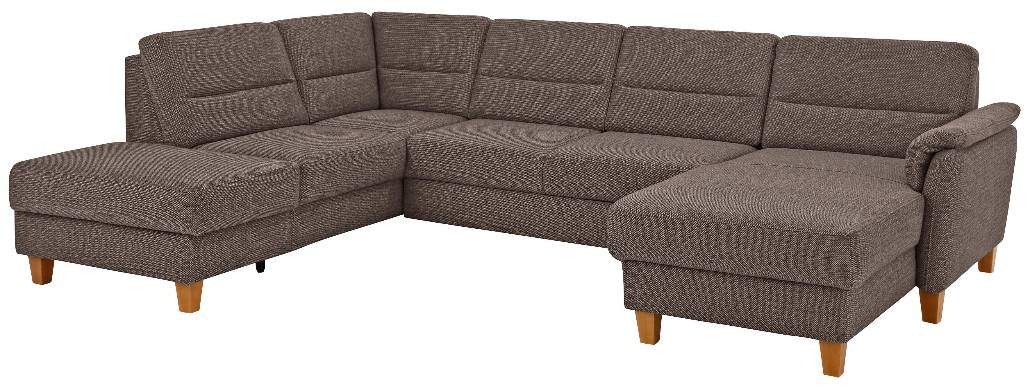 Home affaire Wohnlandschaft "Palmera U-Form, B: 308 cm, große Stoff + Leder Auswahl" mit Schlaffunktion, optional Bettkasten, Federkern, XXL-Wohnlandschaft