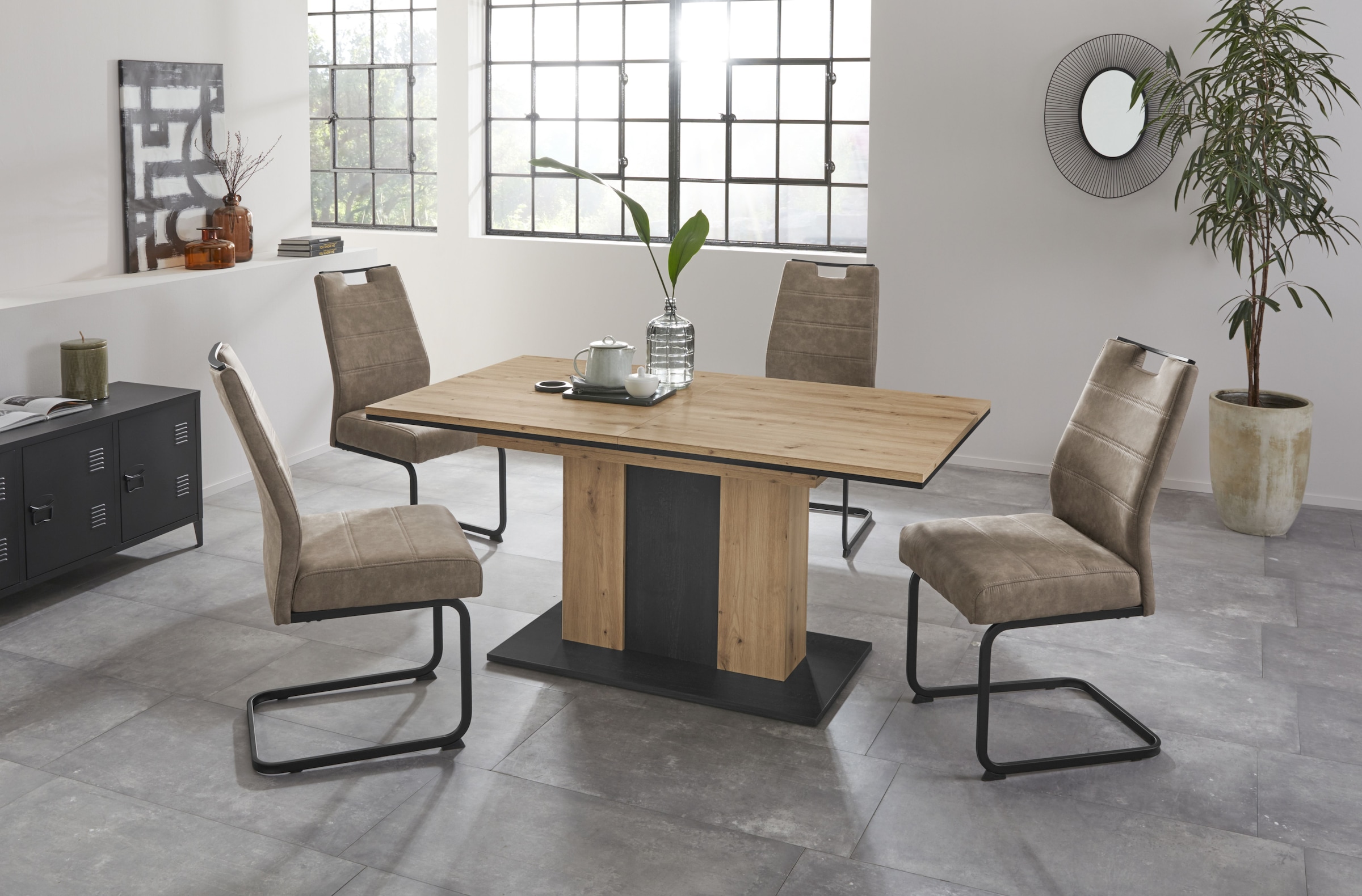 HELA Essgruppe "ATLANTA" 1 Tisch / 4 Stühle, 5 Stk. tlg. Tischplatte auszie günstig online kaufen