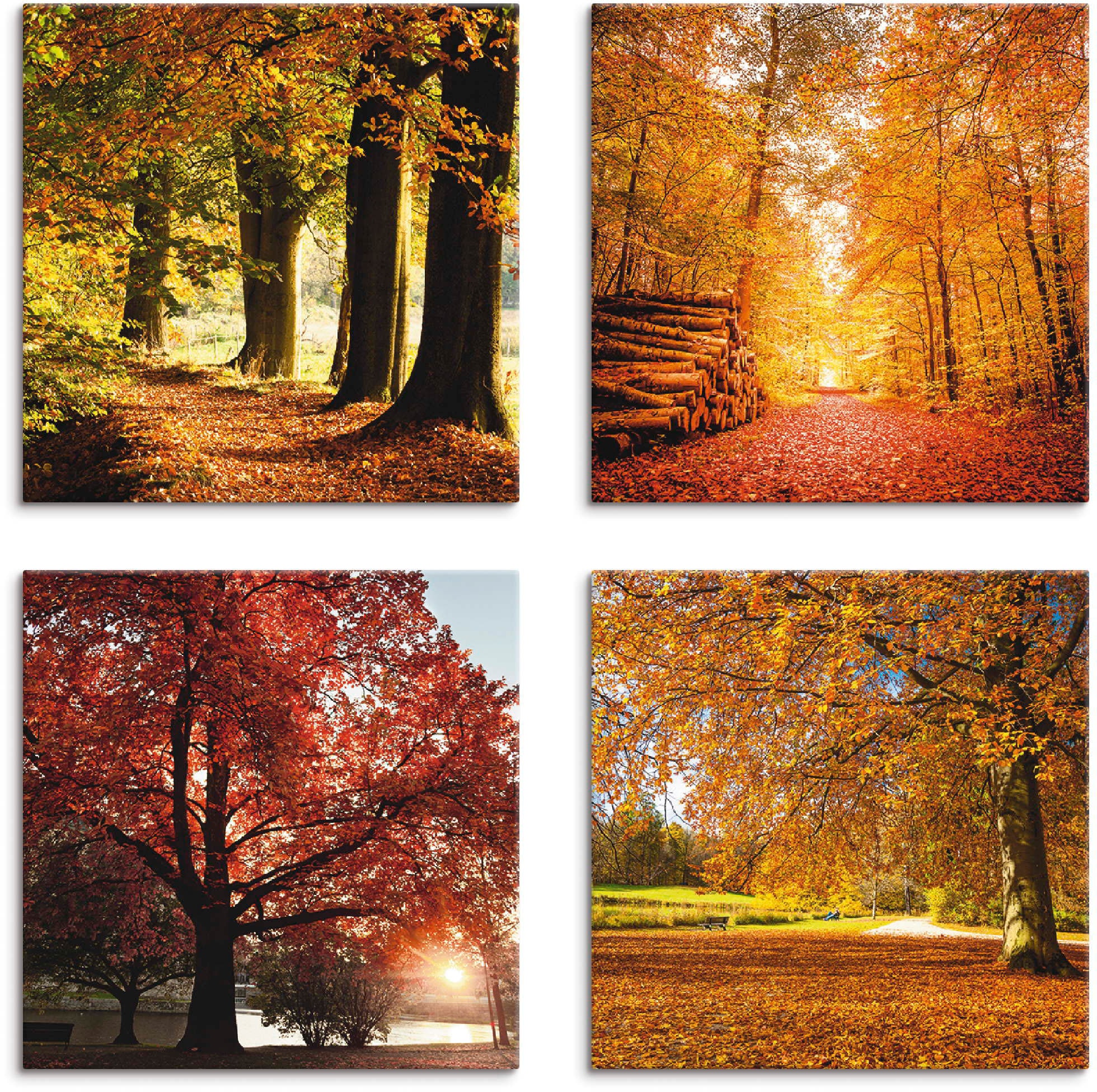 Artland Leinwandbild »Herbstlandschaft«, Bäume, (4 St.), 4er Set, verschiedene  Größen kaufen | BAUR