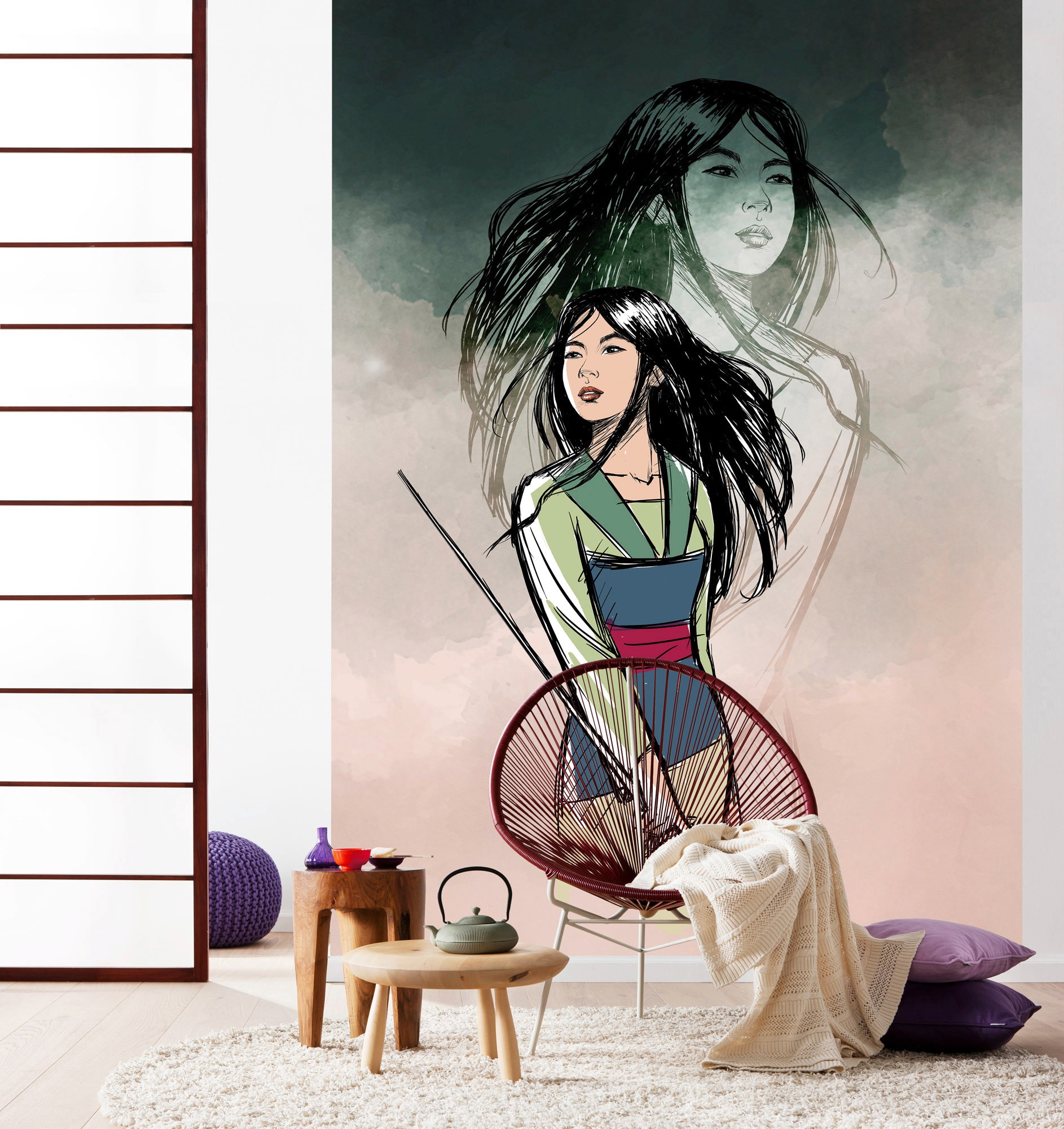 Komar Vliestapete »Digitaldruck Vlies - Brave Mulan - Größe 200 x 280 cm«, bedruckt, Kinderzimmer