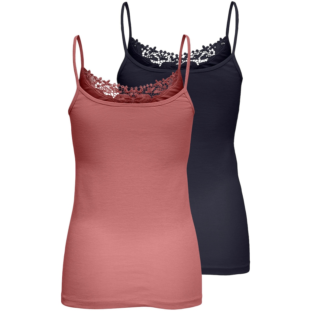 ONLY Spitzentop »ONLKIRA LACE SINGLET 2PACK NOOS«, (2er-Pack)