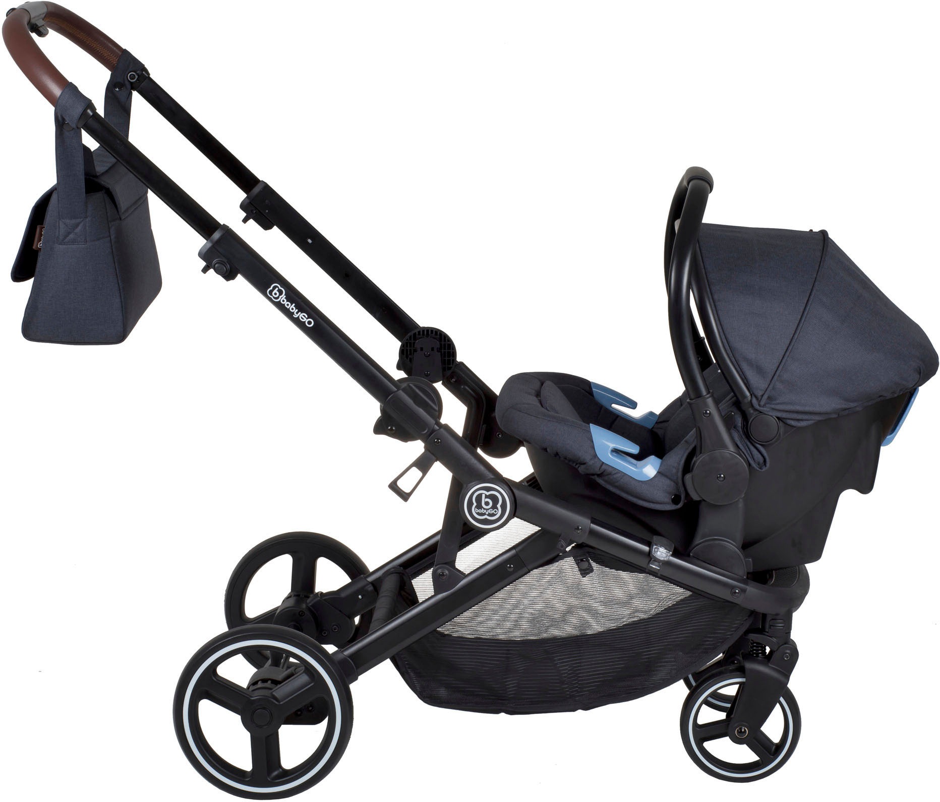 Babyschale grau«, 0+ BAUR kg), BabyGo »Twinner, Kinderwagen inkl. für Klasse 13 online | Twinner kaufen (bis Adapter, 2