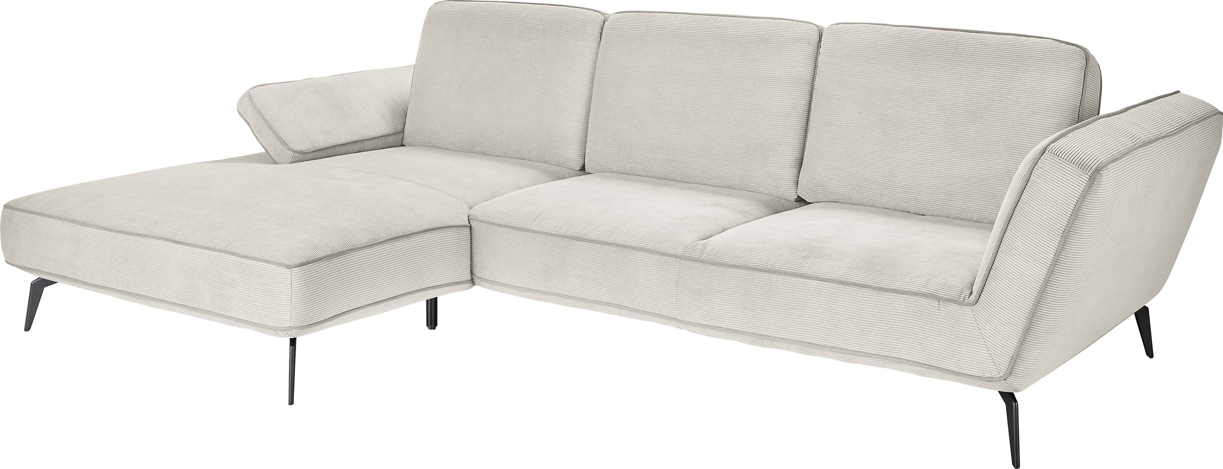 set one by Musterring Ecksofa »SO 4500, Füße schwarz matt, inkl Schwenkrückenfunktion, Cord, L-Form«, wahlweise mit Kopfstütze/Armteilverstellung/Rückenneigung