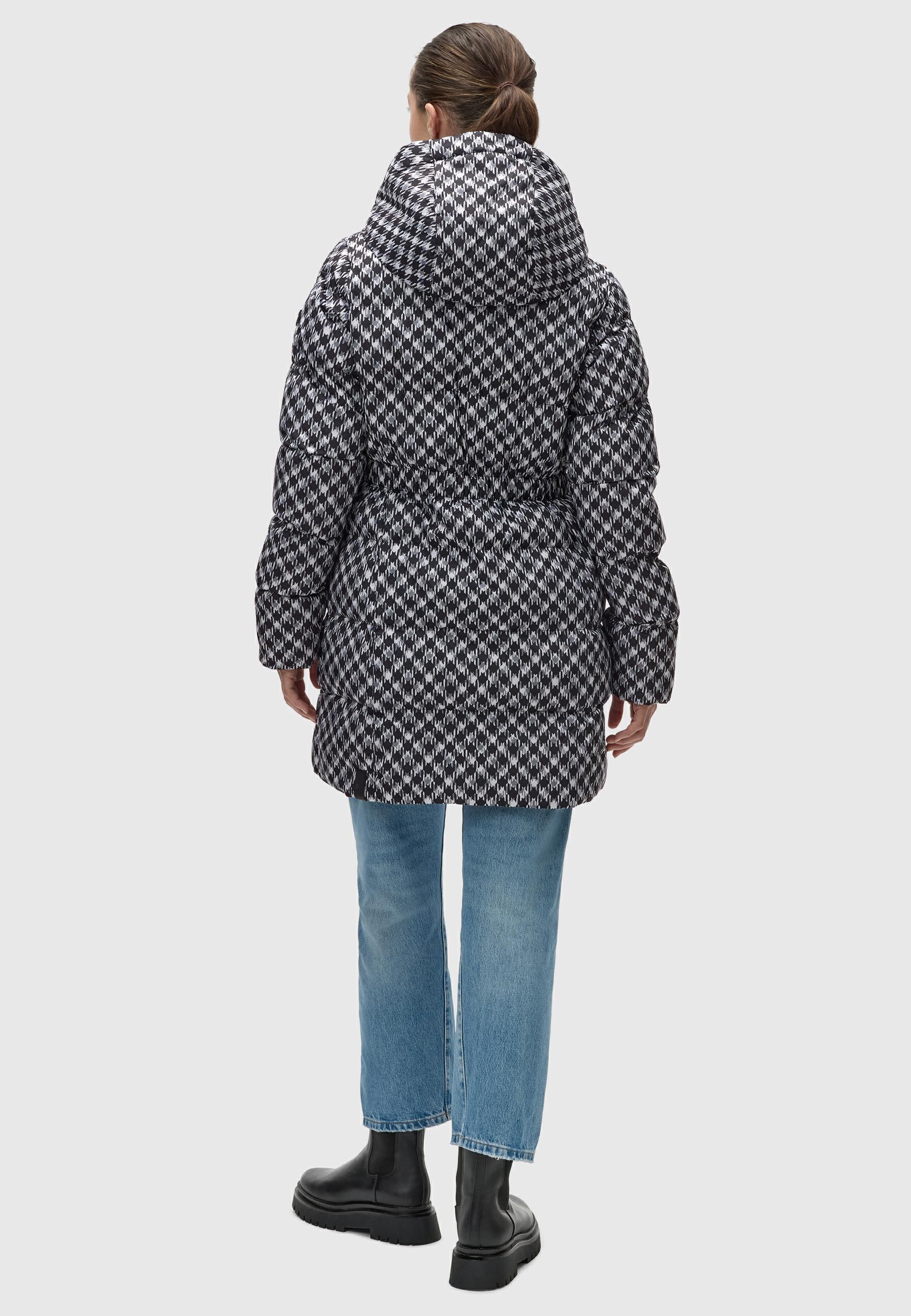 Ragwear Steppmantel »Niara Print«, wasserdichter Mantel mit angesagtem Hahnentritt Muster