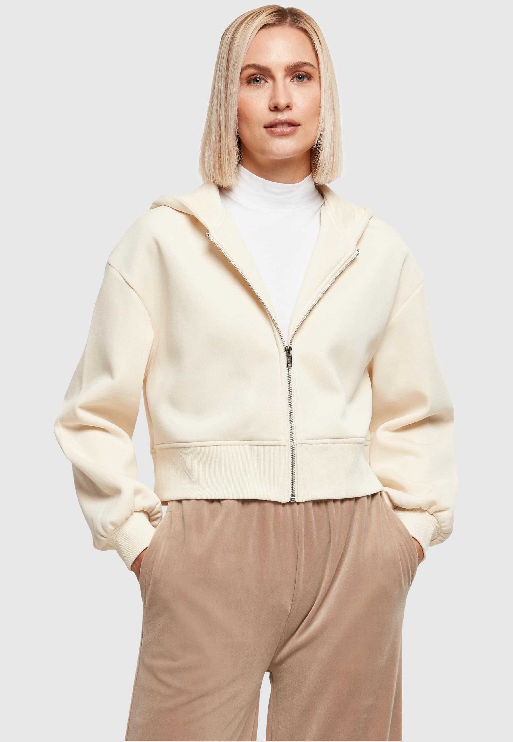 URBAN CLASSICS Sweatjacke »Urban Classics Damen Ladies Short Oversized Zip Jacket«