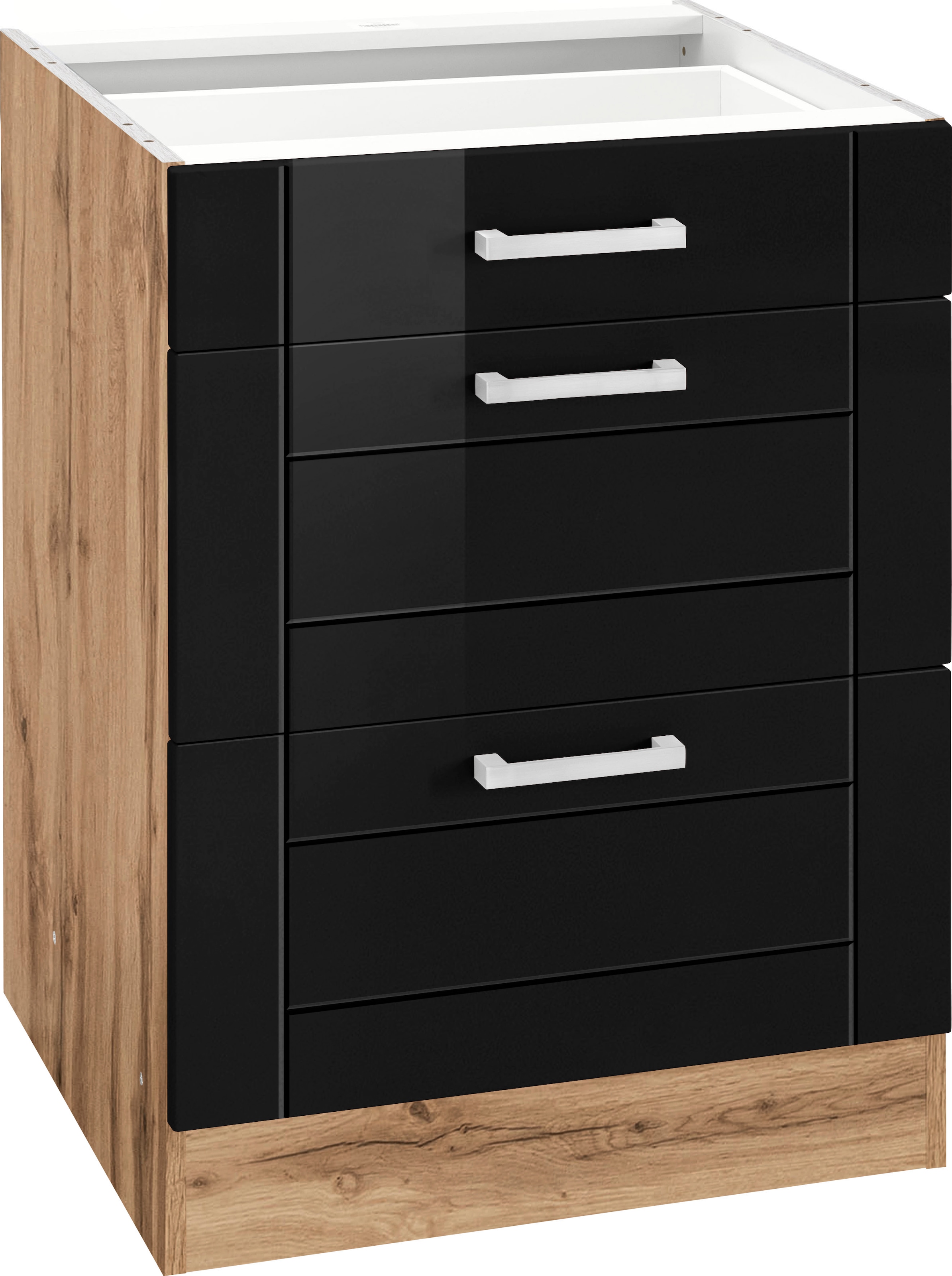KOCHSTATION Auszugsunterschrank »KS-Tinnum«, 60 cm breit, MDF-Fronten, Metallgriff, 1 Schubkasten, 2 Auszüge